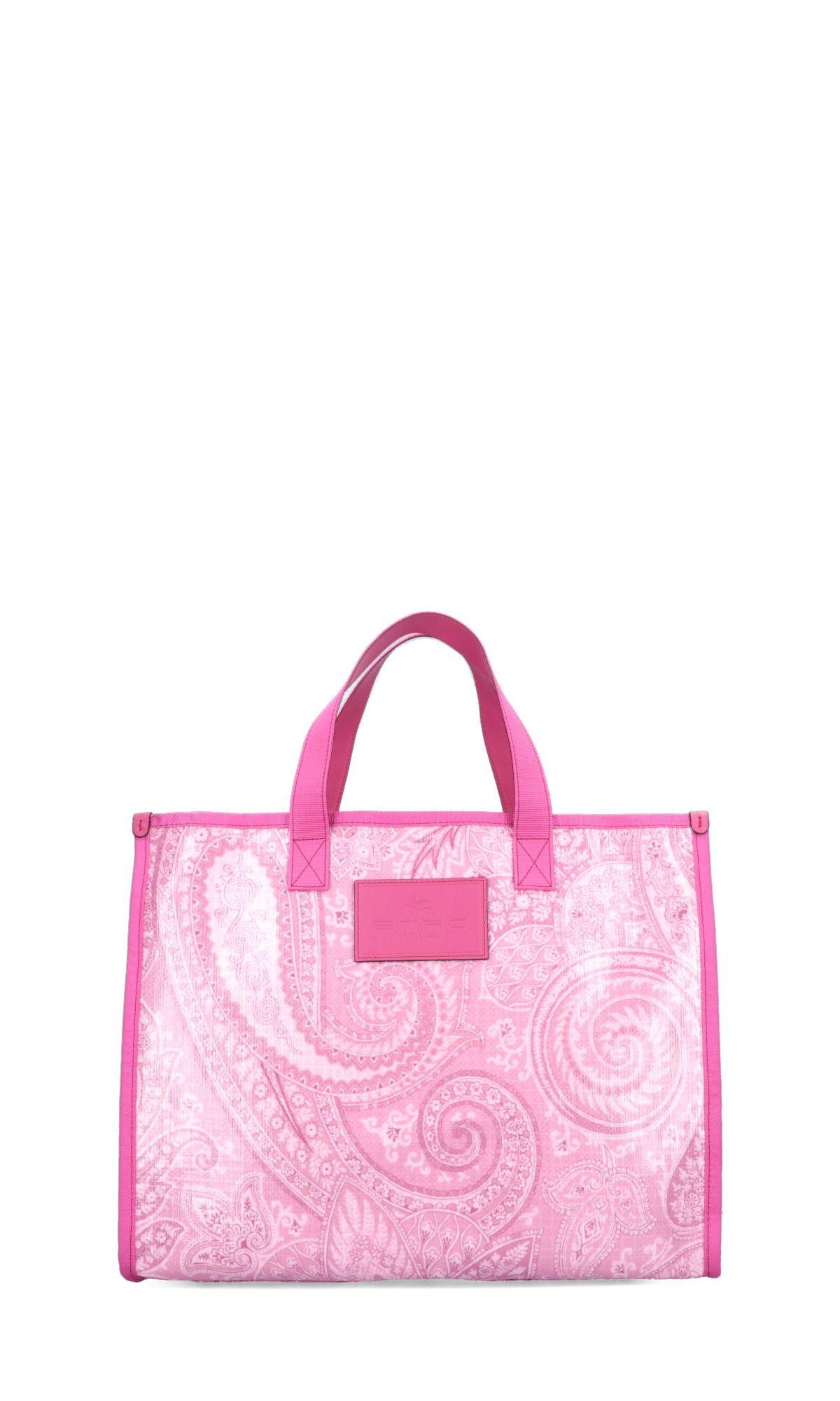 Etro Nylon Tote Bag With Paisley Print In Pink
