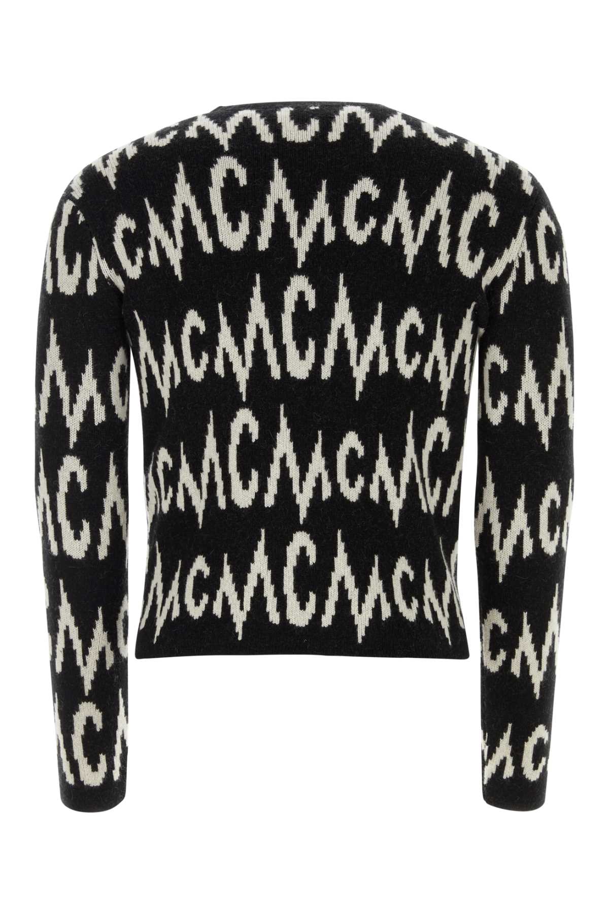 Shop Mcm Black Cashmere Blend Sweater In Black + Egret