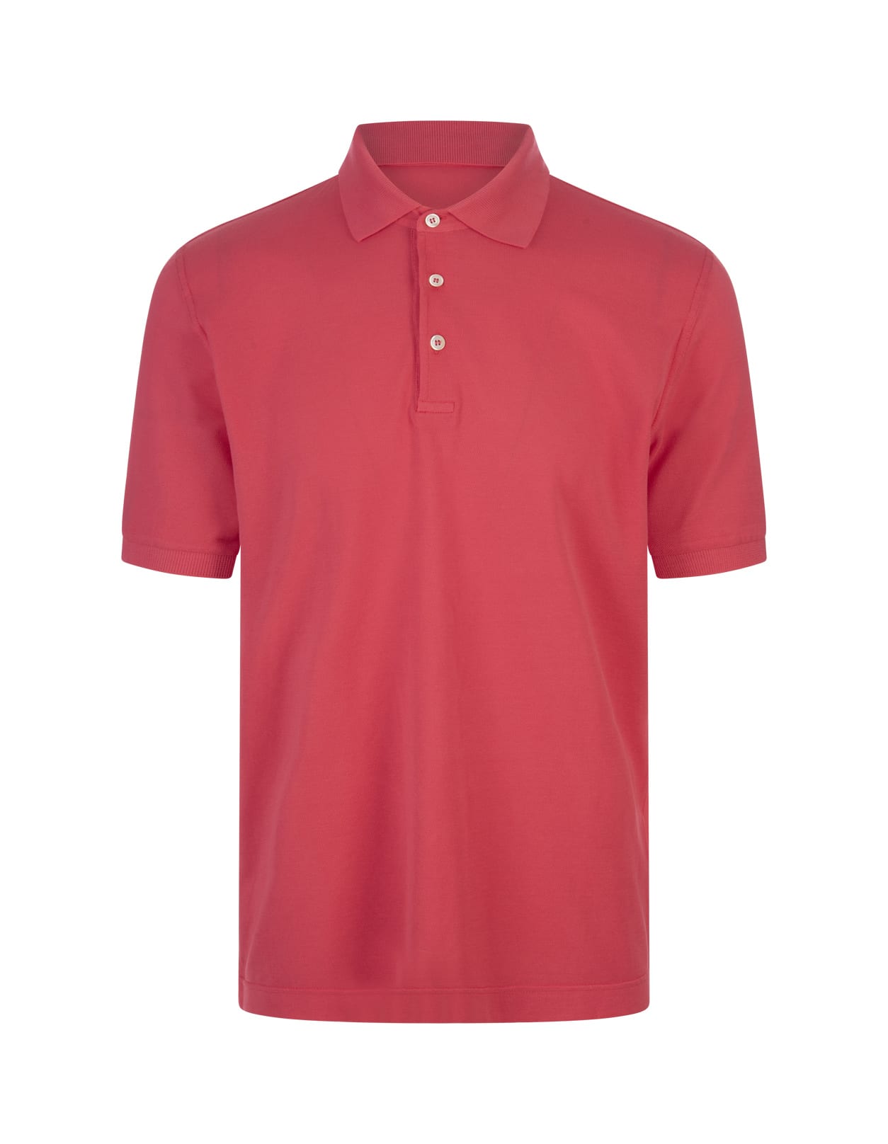 FEDELI RED COTTON PIQUE POLO SHIRT