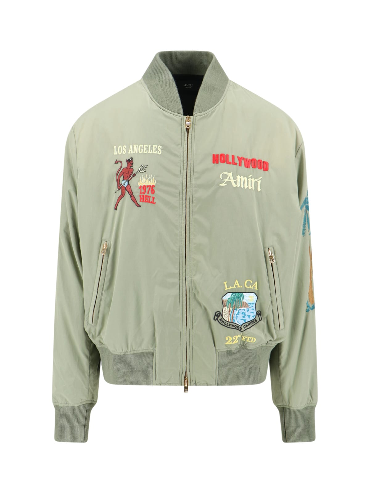 Amiri Embroidered Casual Jacket With Colorful Patches In Green
