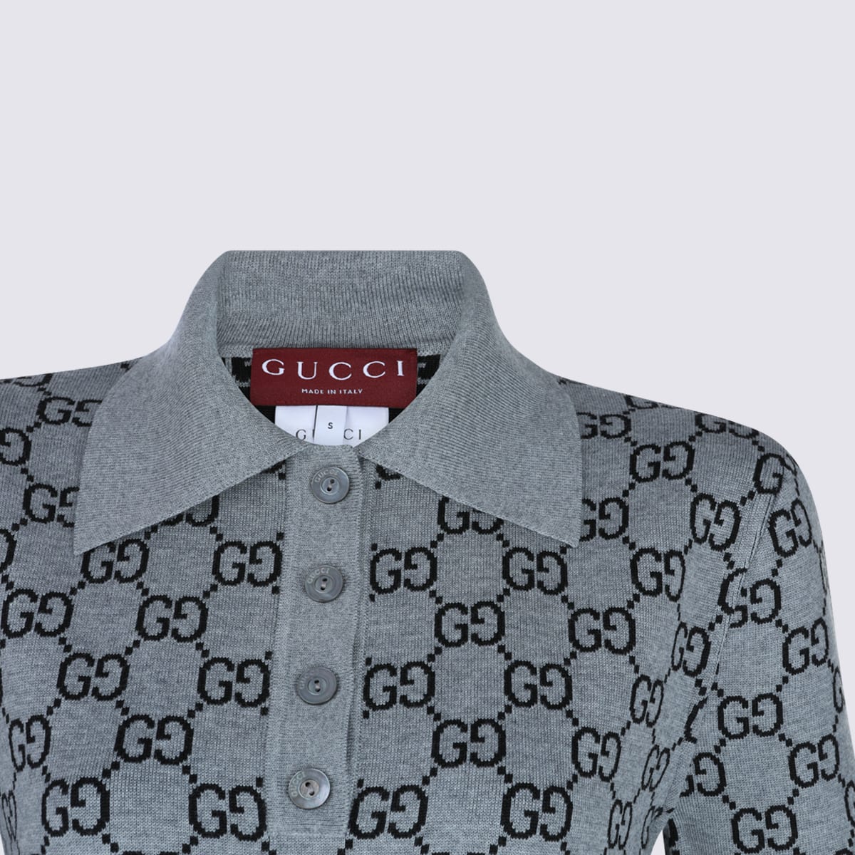 Gucci Grey And Blue Wool Mini Dress In Multi