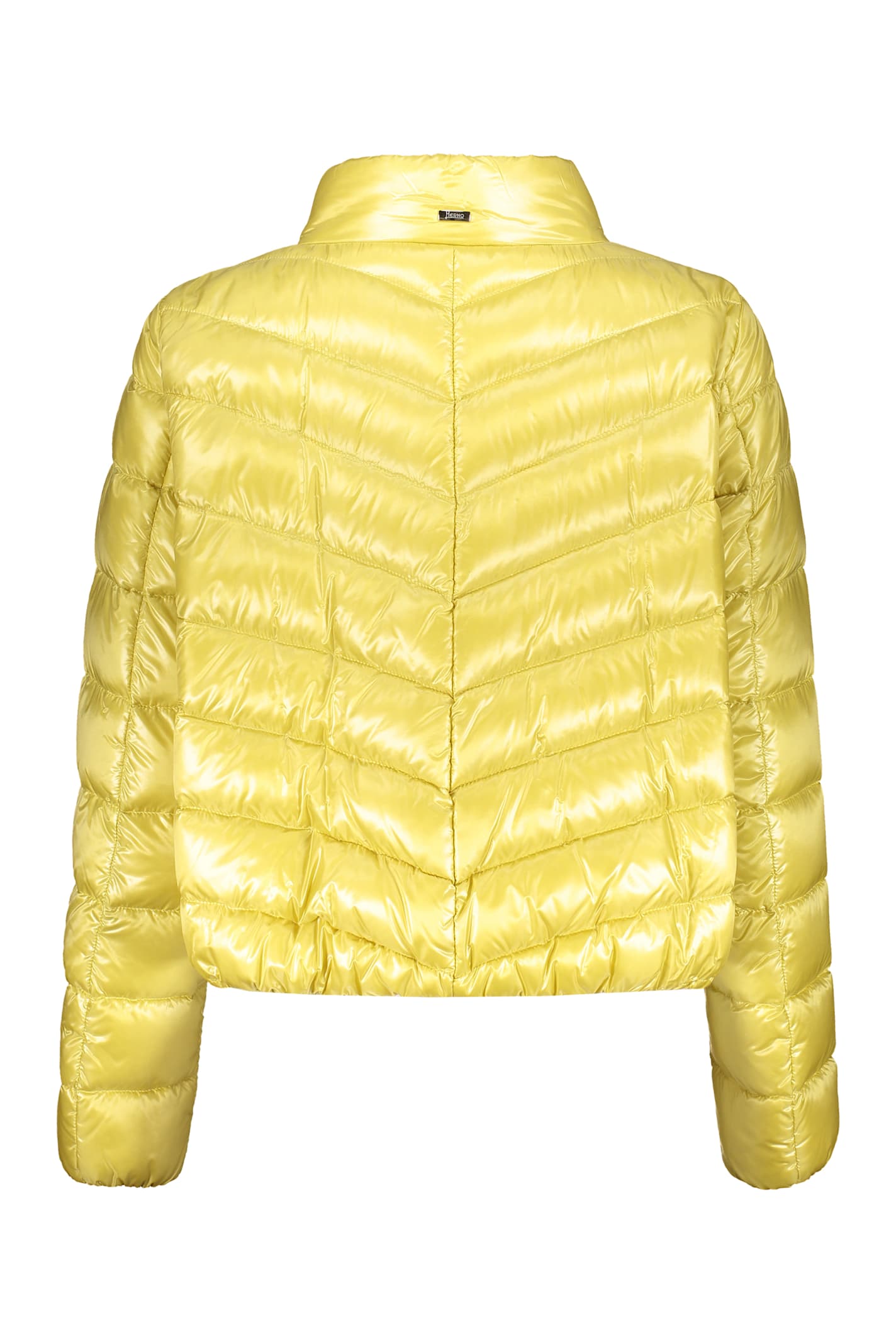 Herno Yellow Down Jacket With A Zipper In Yellow