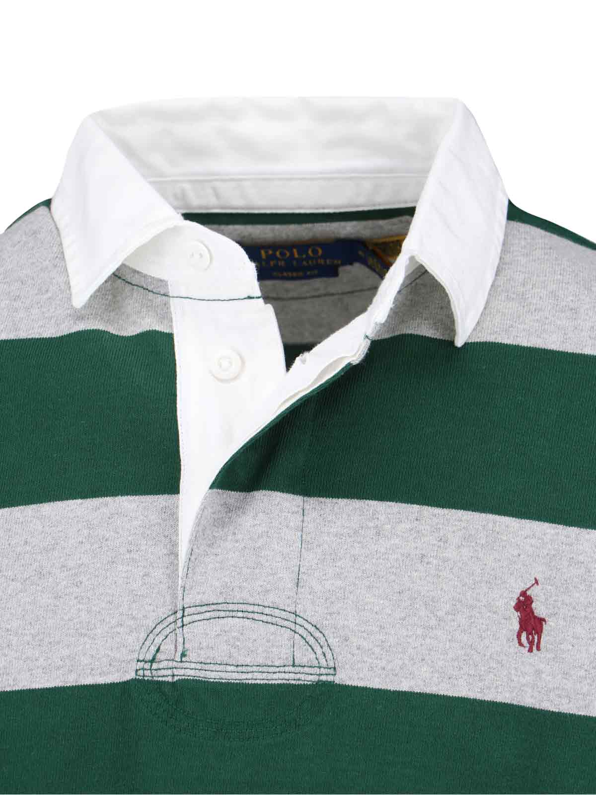 Polo Ralph Lauren Striped Pattern Long Sleeve Polo Shirt In Green