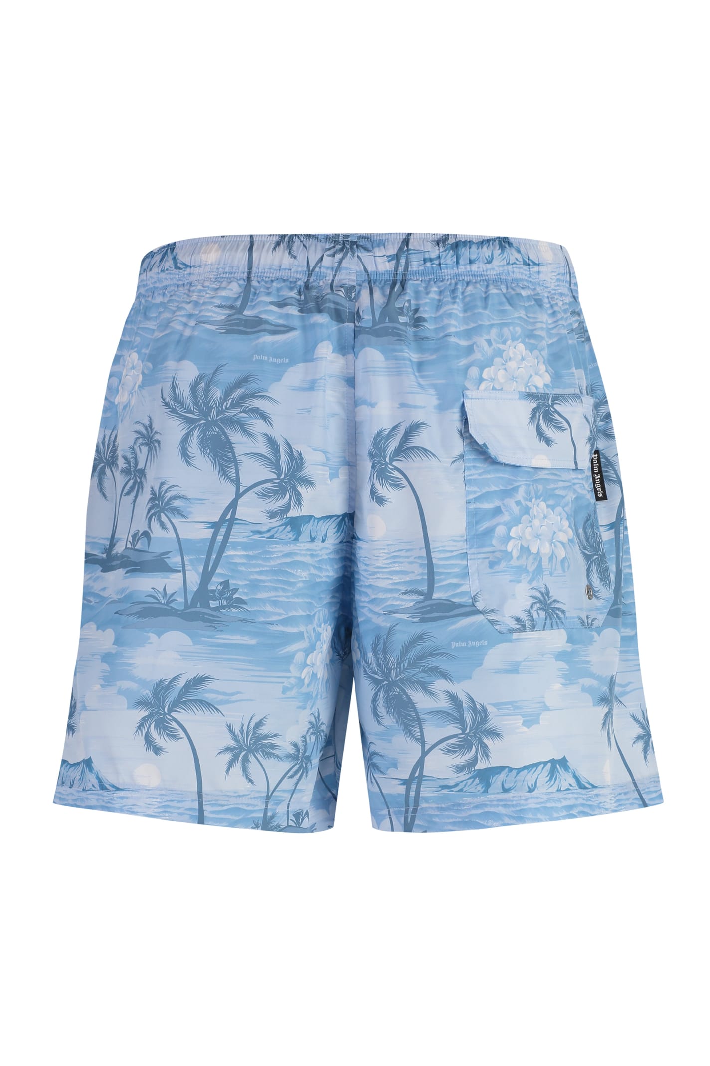 Shop Palm Angels Printed Swim Shorts In Navy
