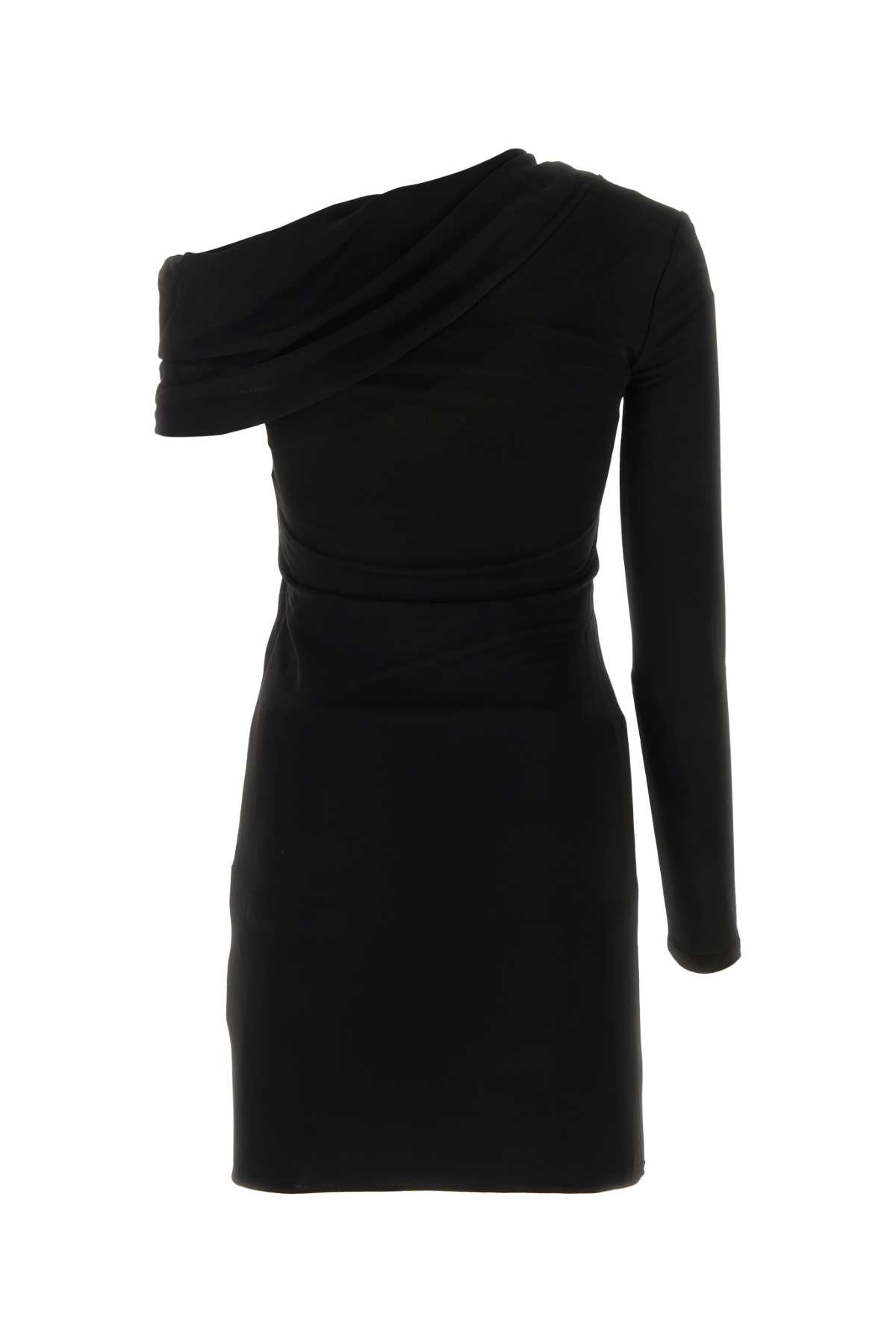 Saint Laurent Black Viscose Mini Dress In Noir