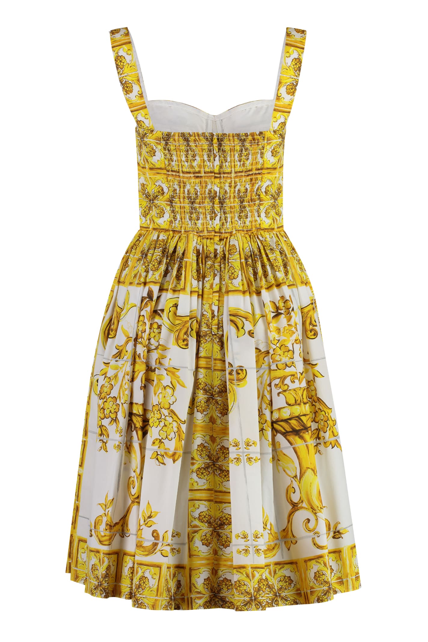 Shop Dolce & Gabbana Poplin Midi Dress In Yellow