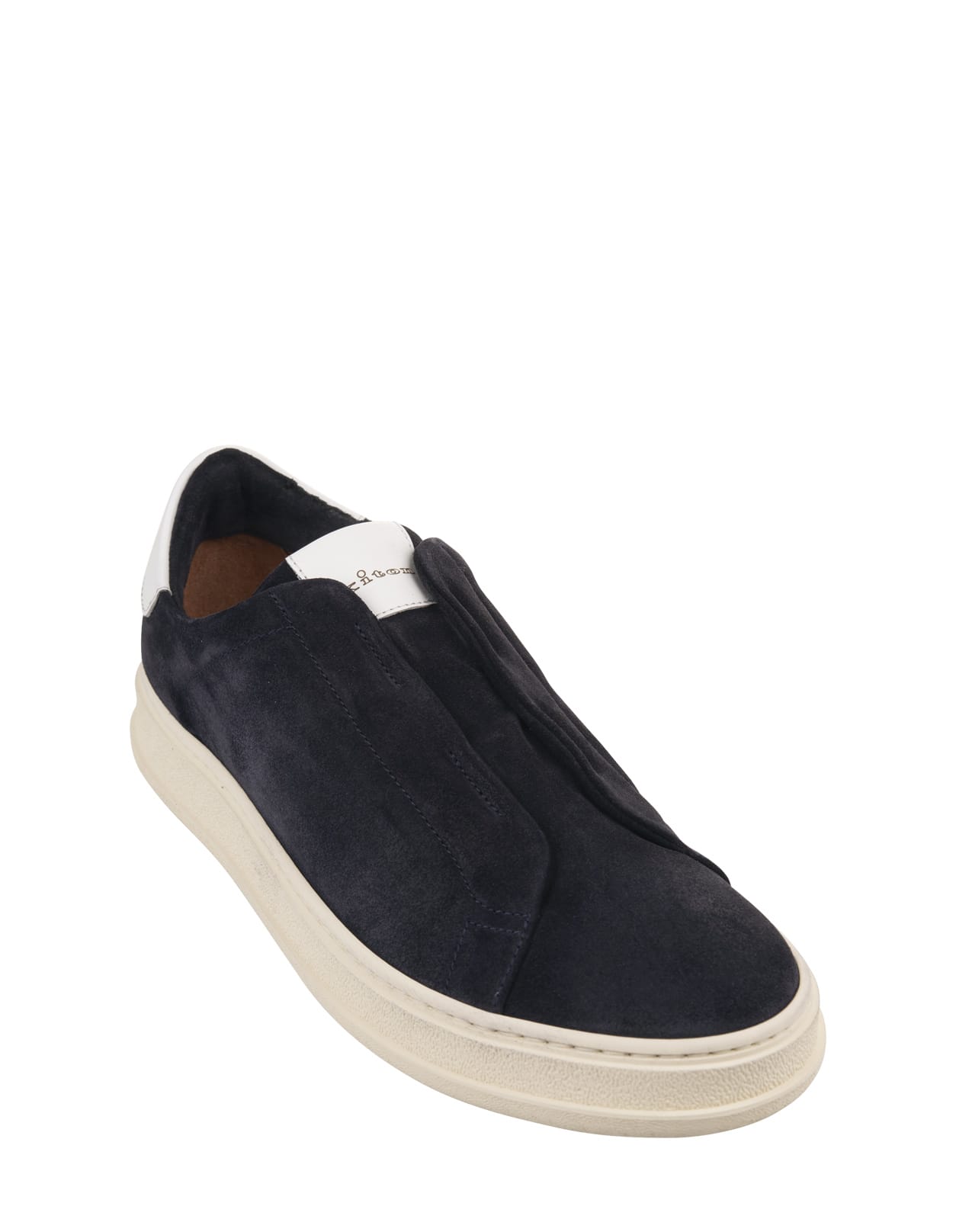 KITON BLUE SUEDE SLIP-ON SNEAKERS 