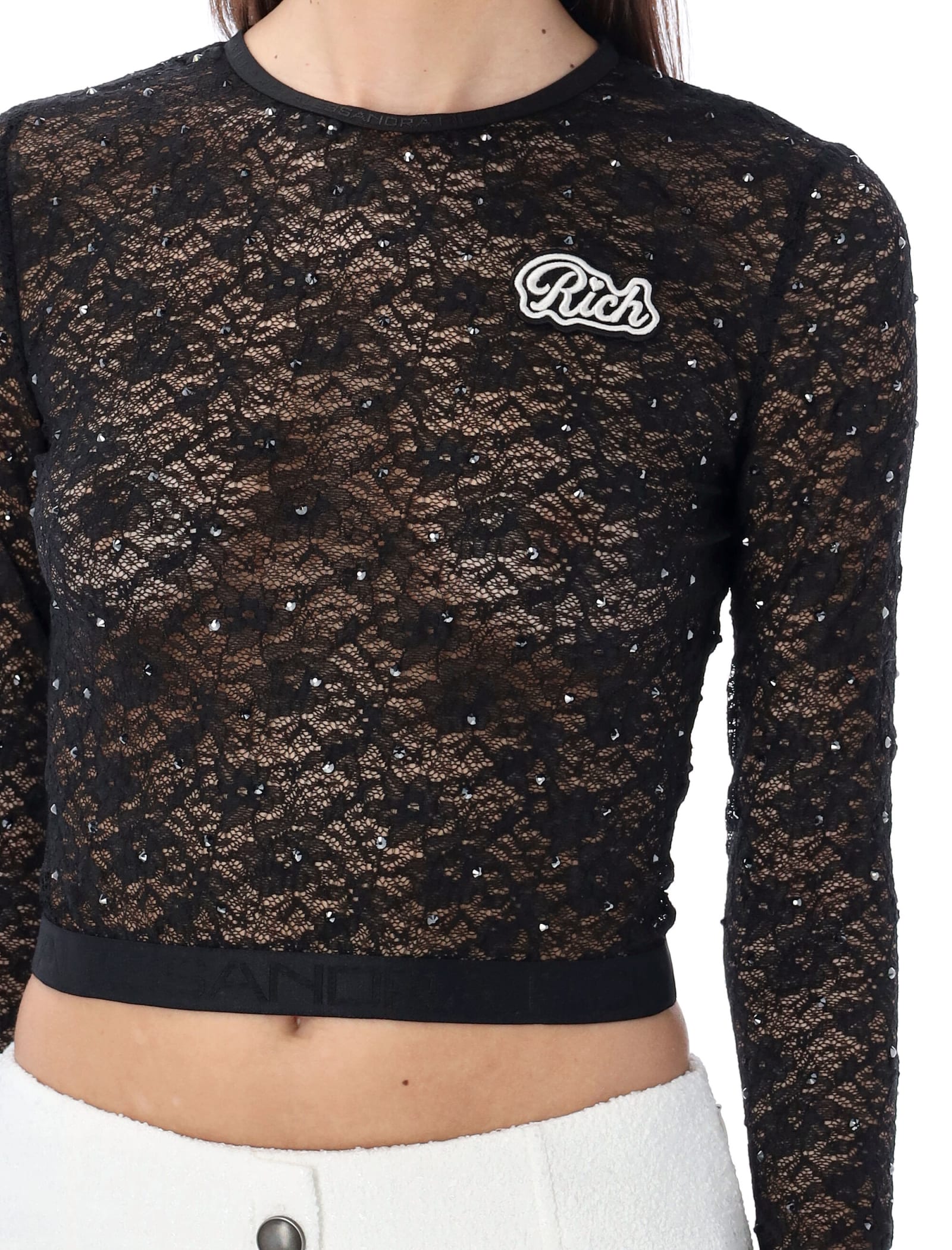 Shop Alessandra Rich Lace Top In Black