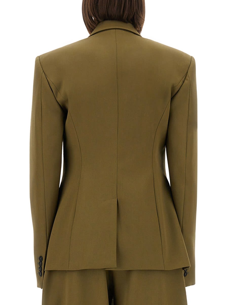 Attico Tailored Gabardine Jacket With Unique Tie Detail In Green