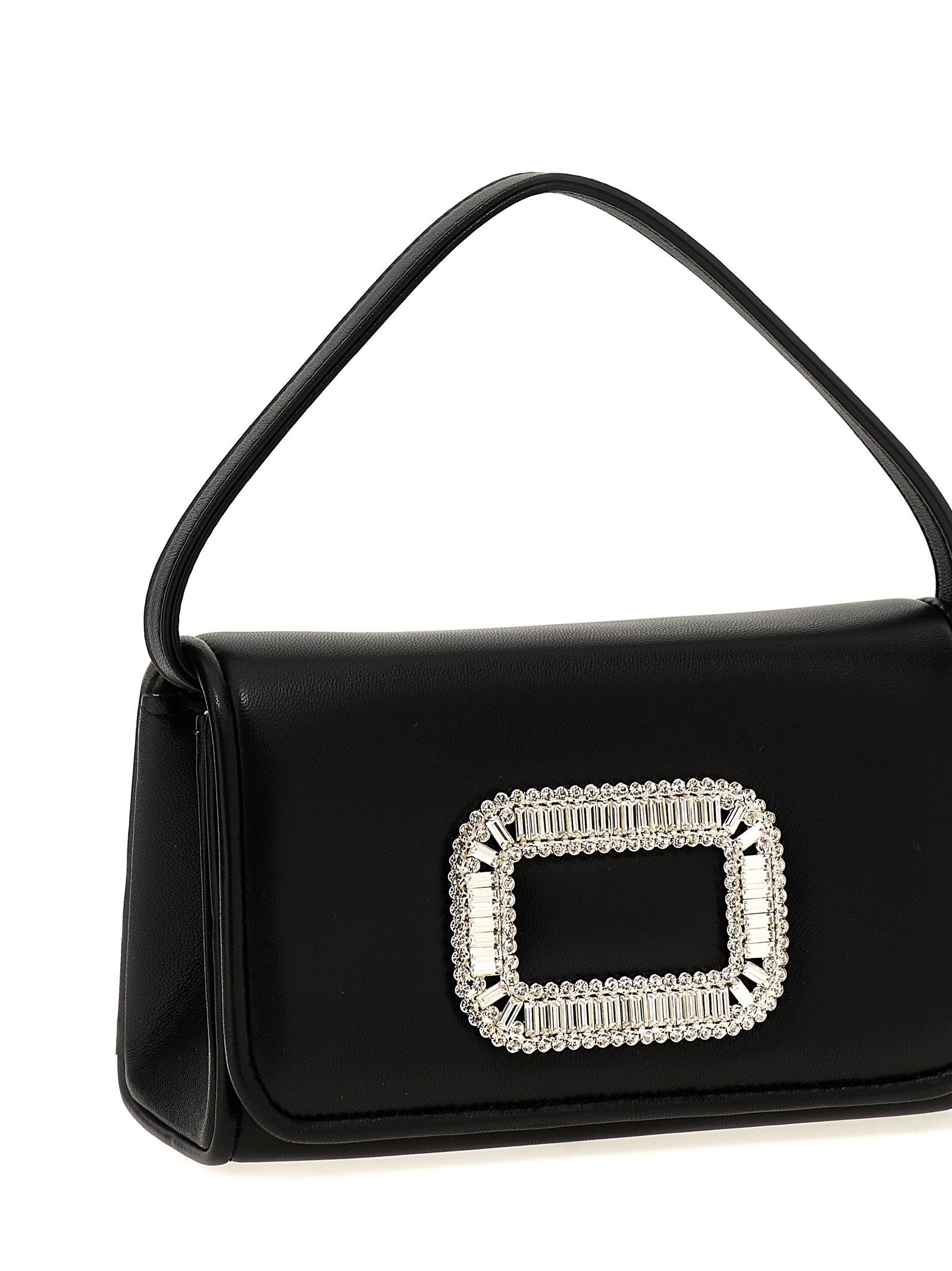 Roger Vivier Micro Pilgrim Top Handle Bag In Black