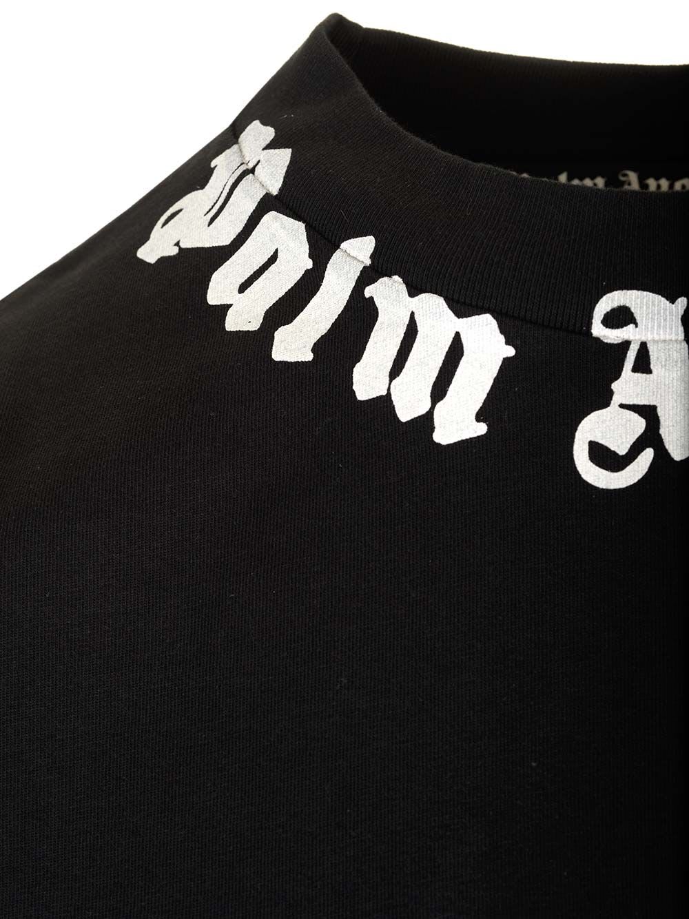 Shop Palm Angels Neck Logo T-shirt In Nero