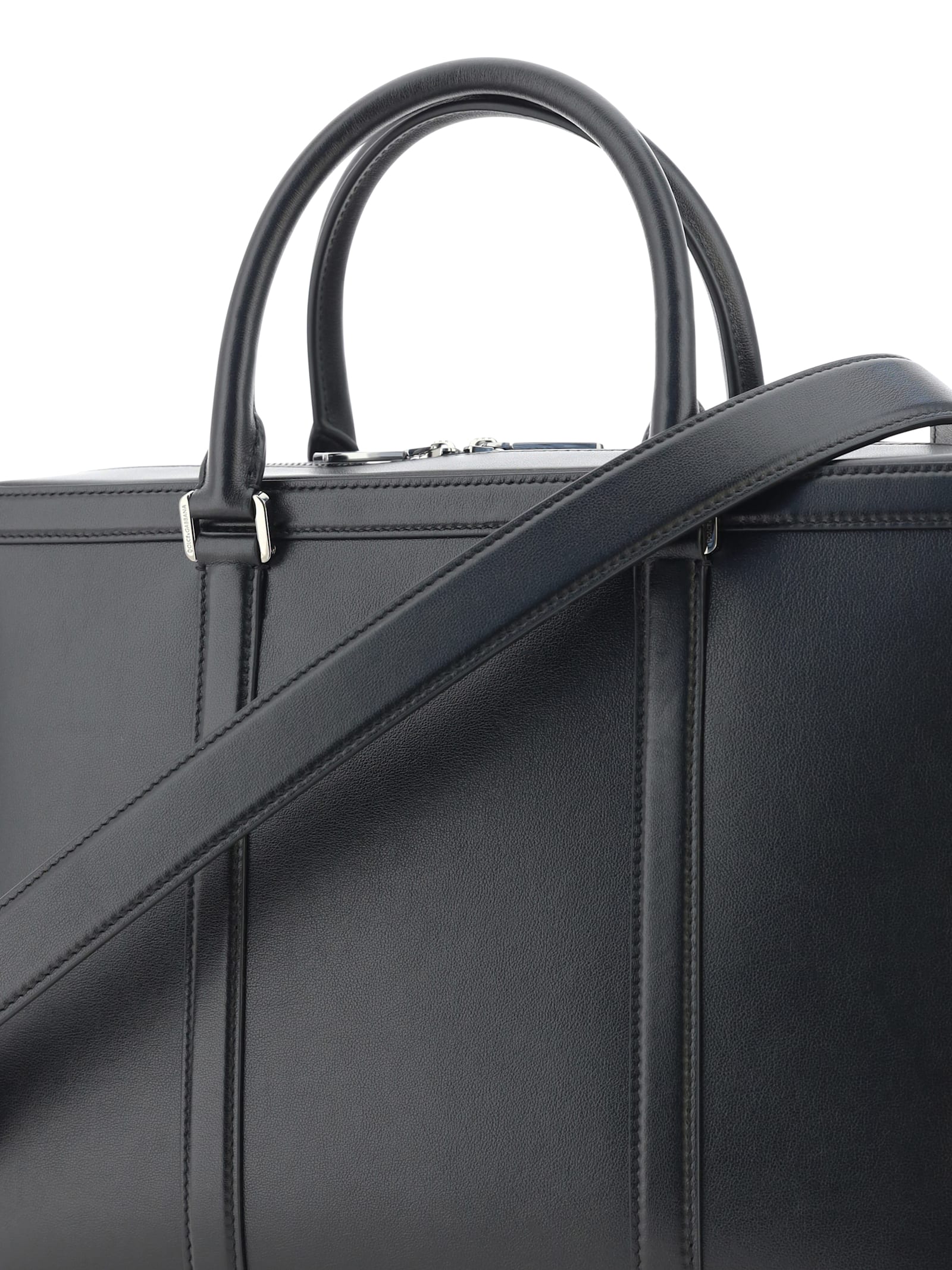 Shop Dolce & Gabbana Logo Plaque Zipped Briefcase In Nero