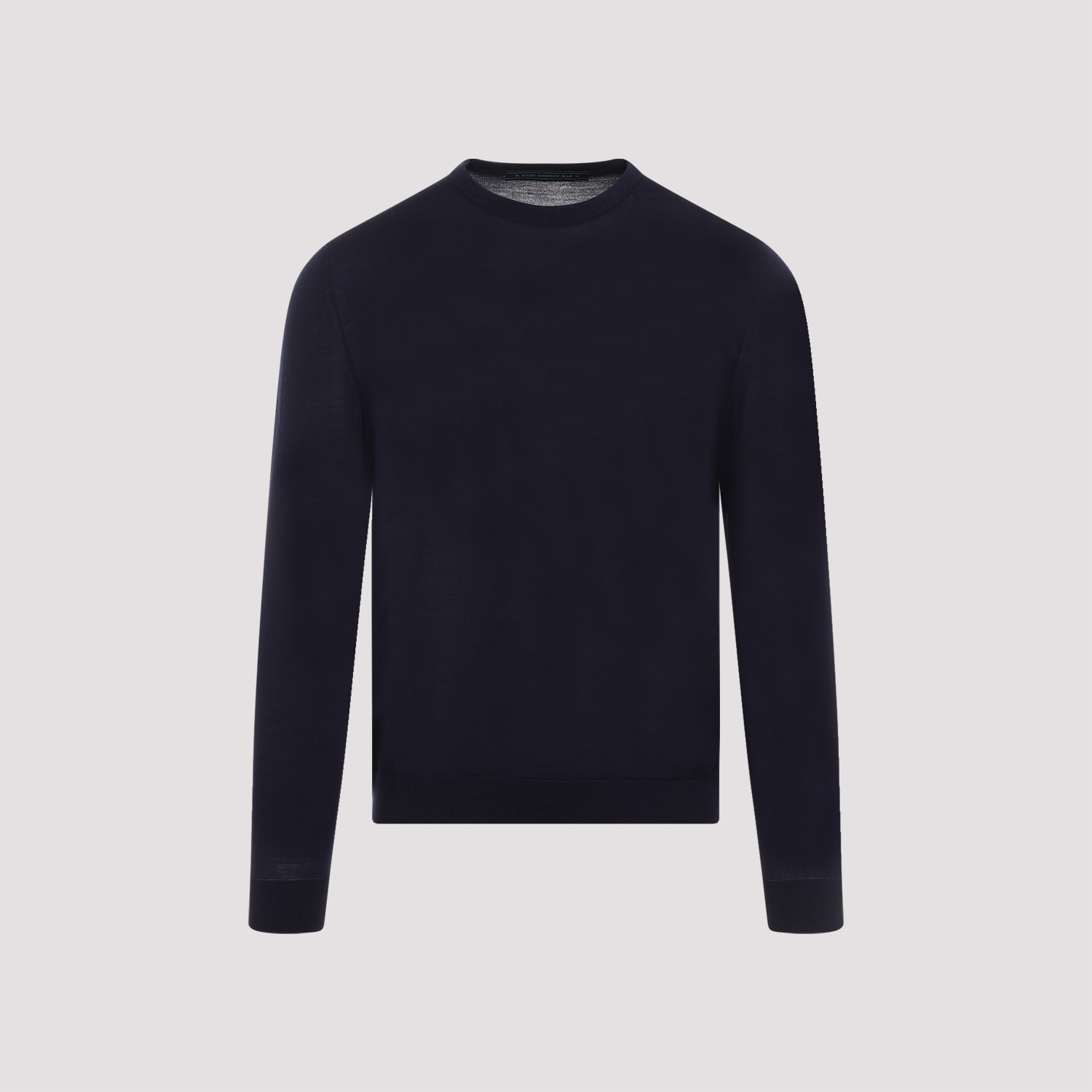 Shop Kiton Wool Pullover In Blu Navy