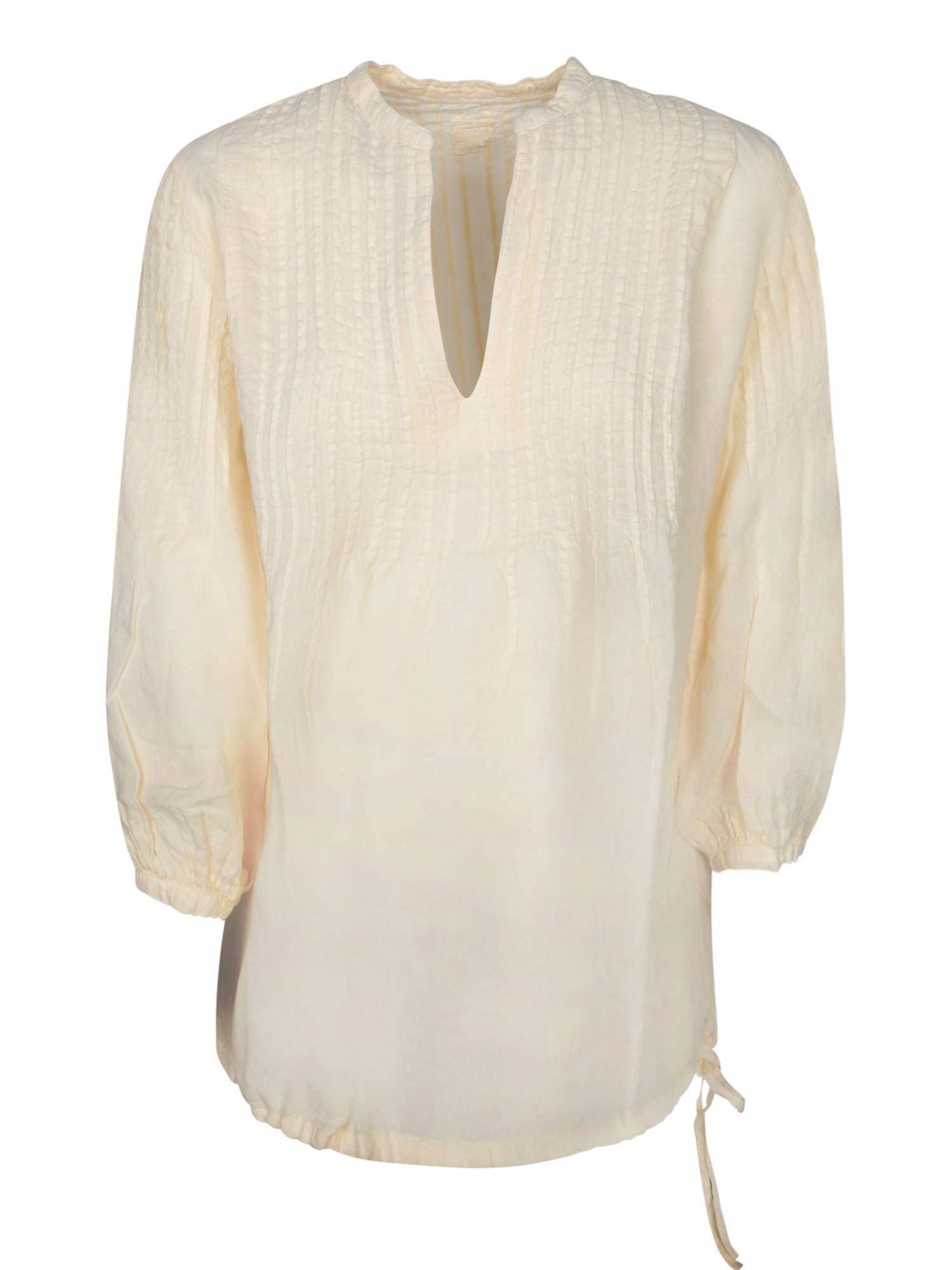 Embroidered Ecru Linen Blouse