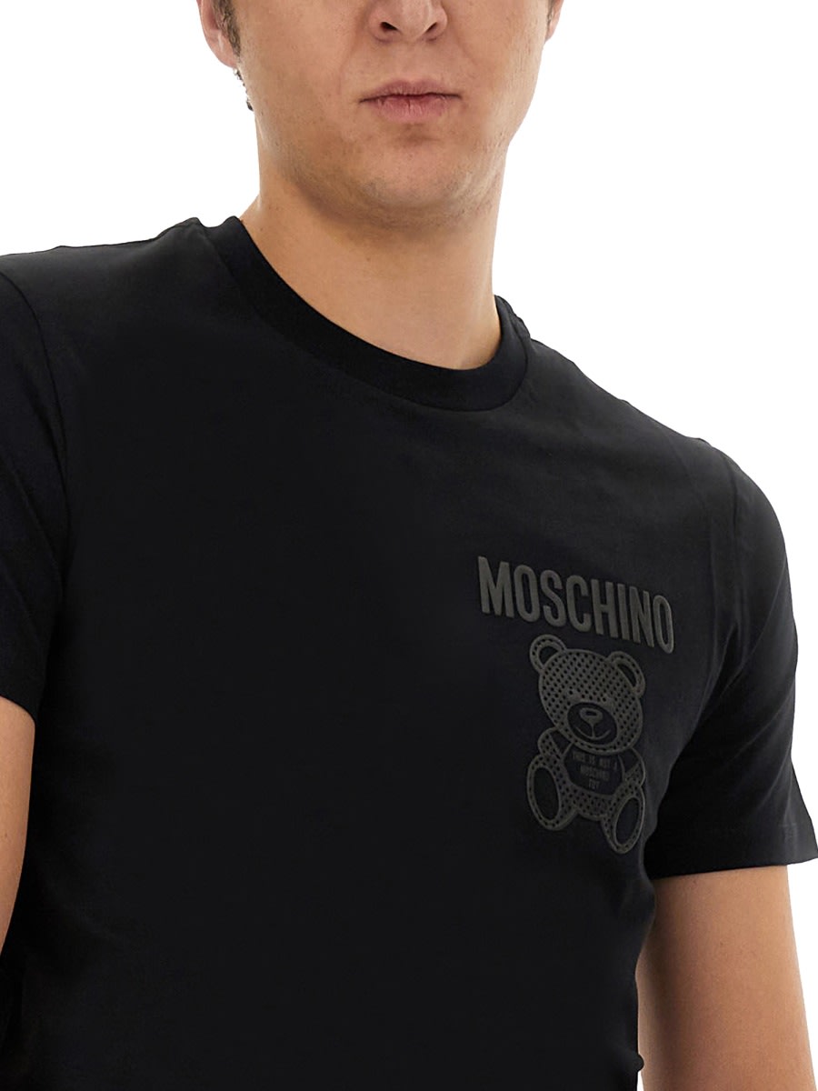 Shop Moschino Teddy Mesh T-shirt In Black