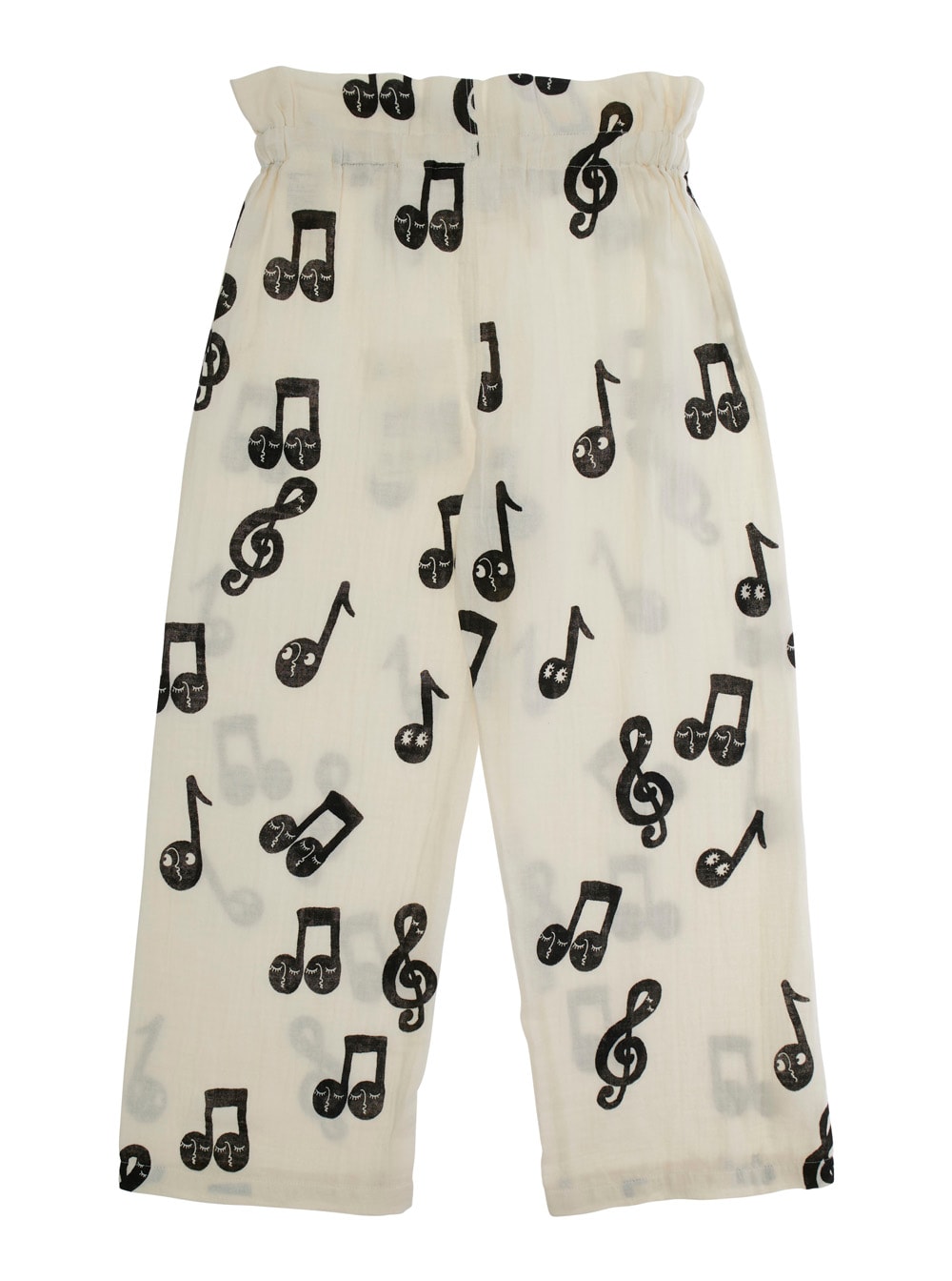 Mini Rodini White Pants With All-over Musical Notes Print In Cotton Boy In White