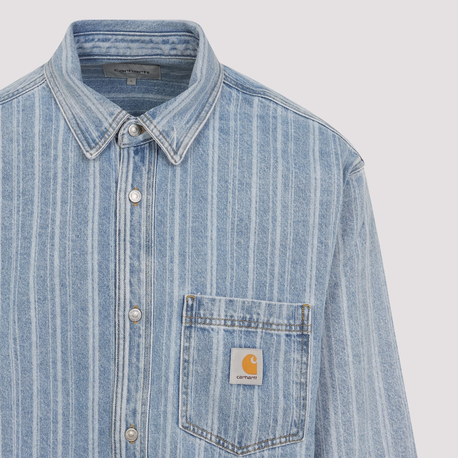 Carhartt Striped Cotton Shirt Jacket With Chest Pocket In Blue