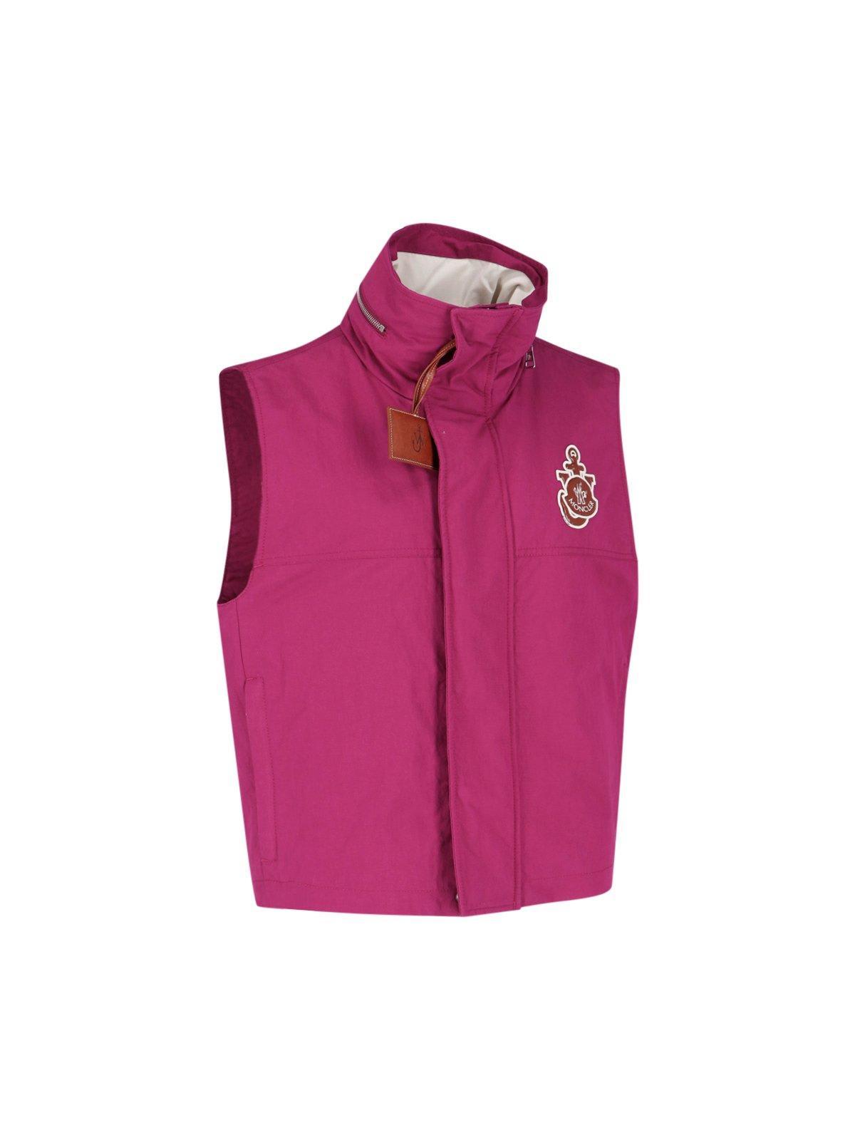 Shop Moncler Genius Moncler X Jw Anderson Logo Patch Sleeveless Jacket In Fuchsia
