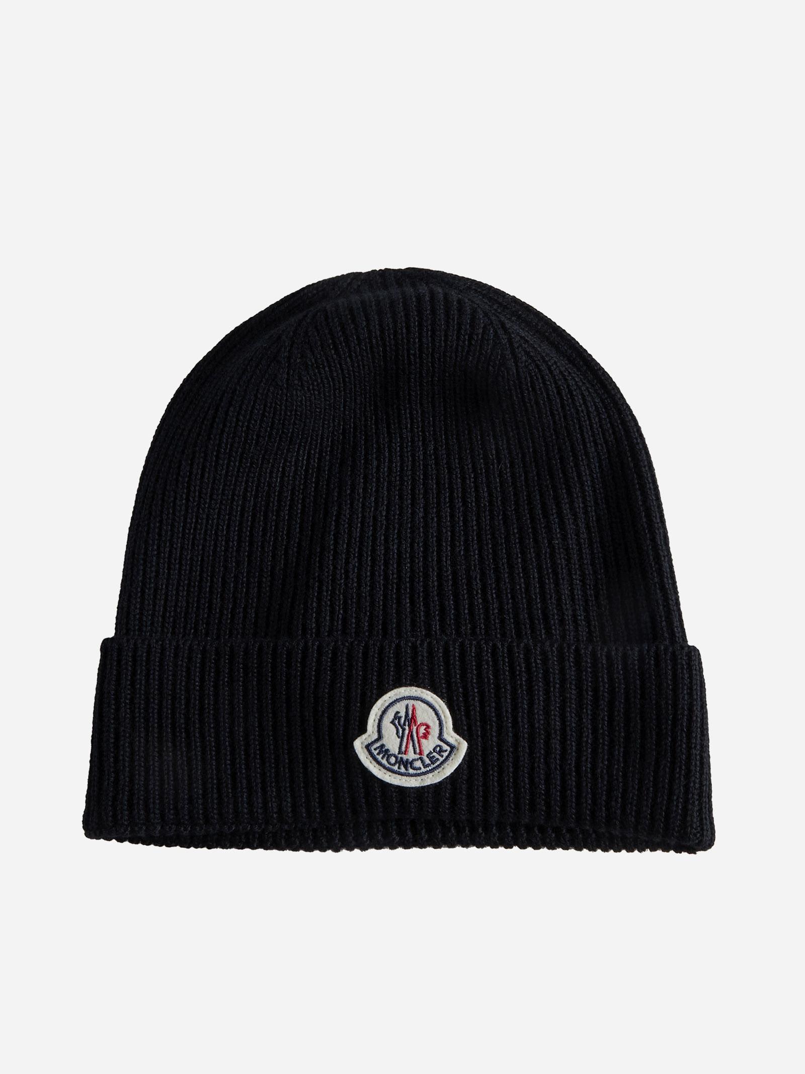 Shop Moncler Logo-patch Wool Beanie