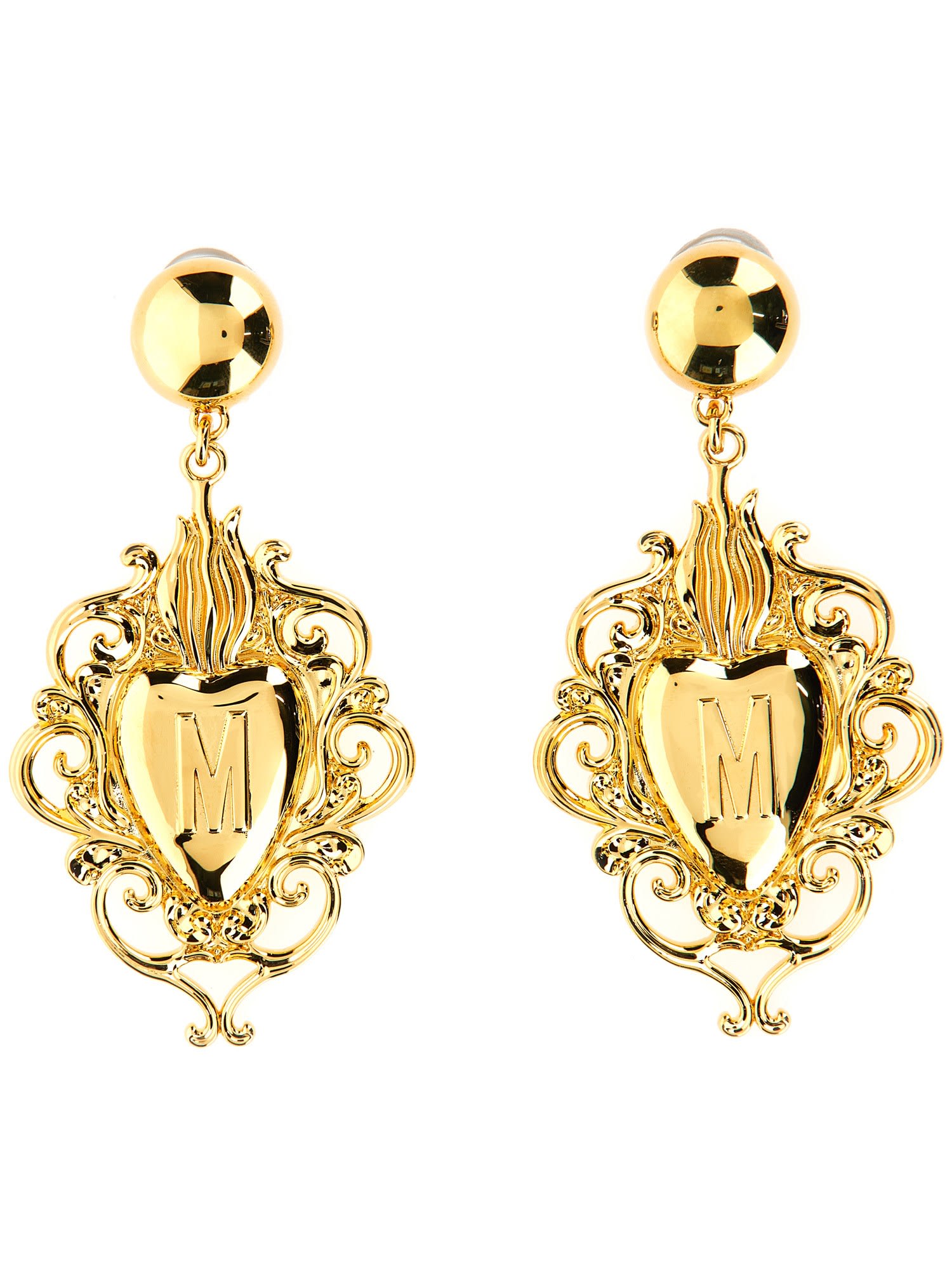 Moschino Gold Heart Clip-on Earrings
