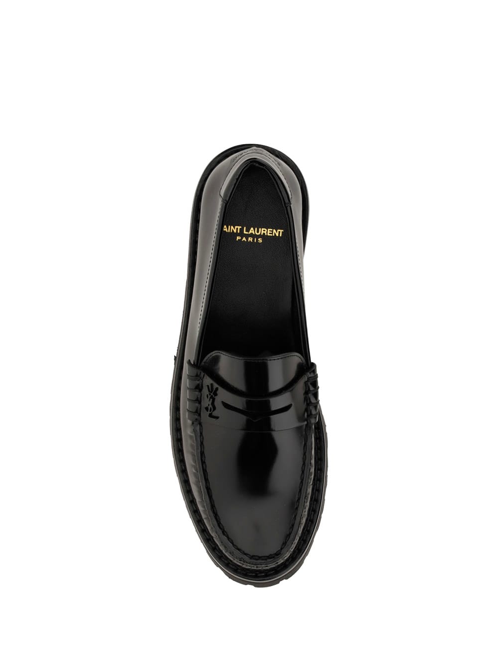 Saint Laurent Women's Leather Loafer With Monogram In Nero/nero