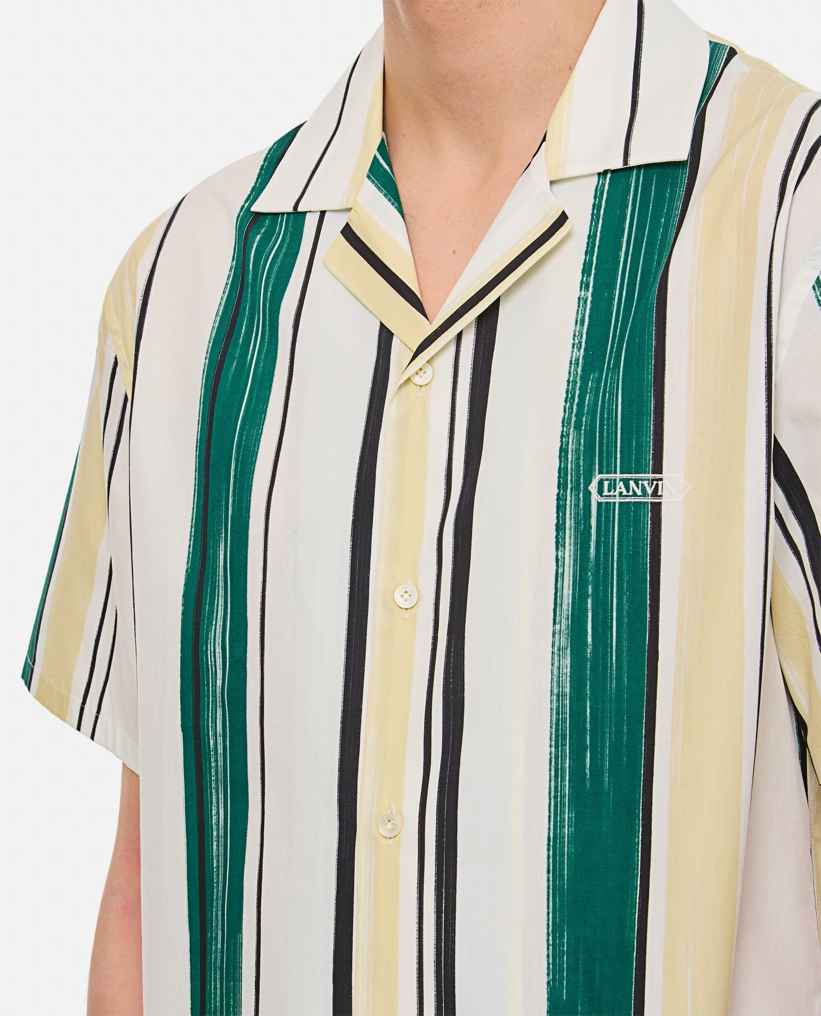 Shop Lanvin Silk Printed Bowling Shirt In Green