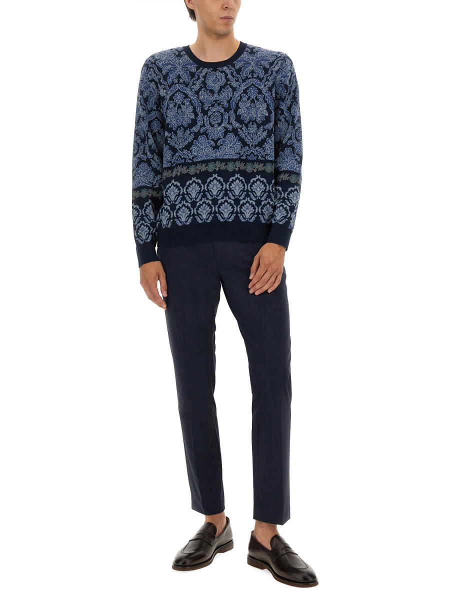 Etro Blue Cotton Sweaters In Blue