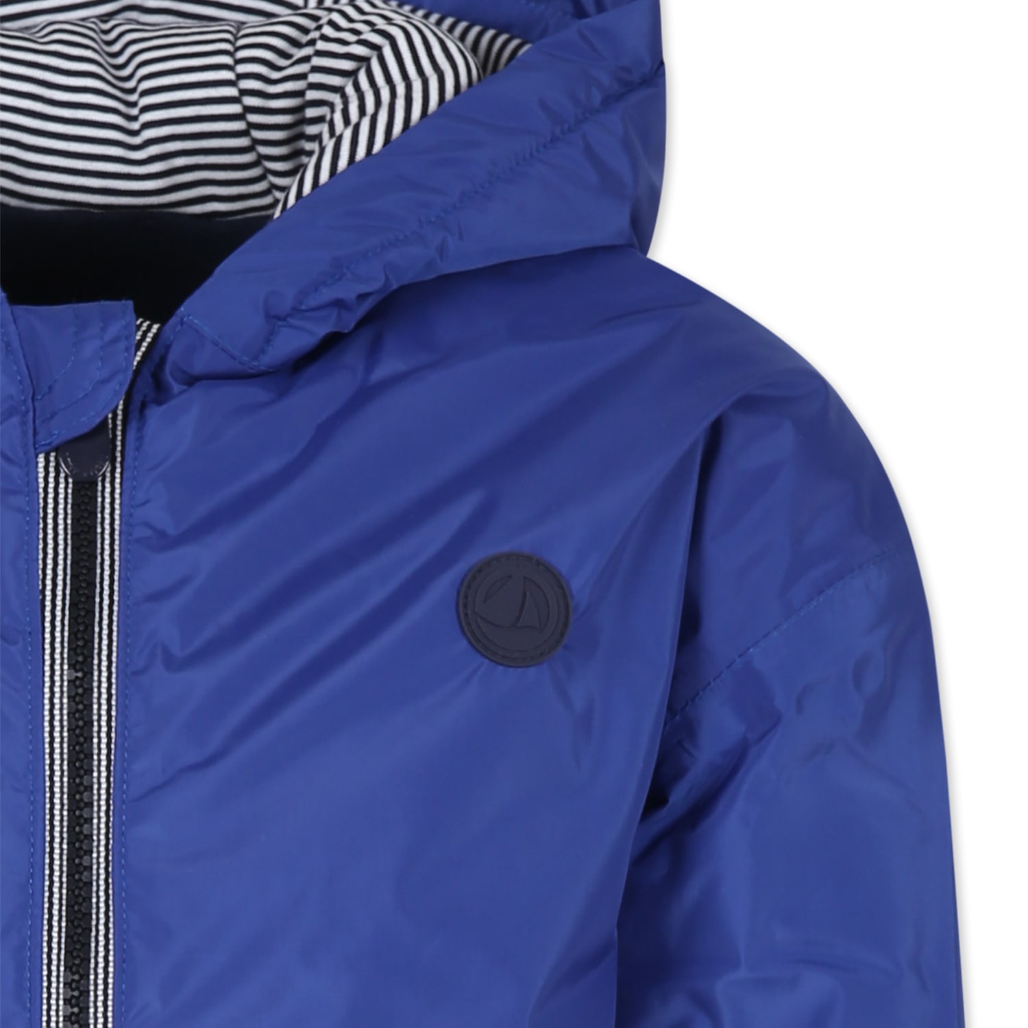 Petit Bateau Light Blue Windbreaker For Boy With Logo In Light Blue