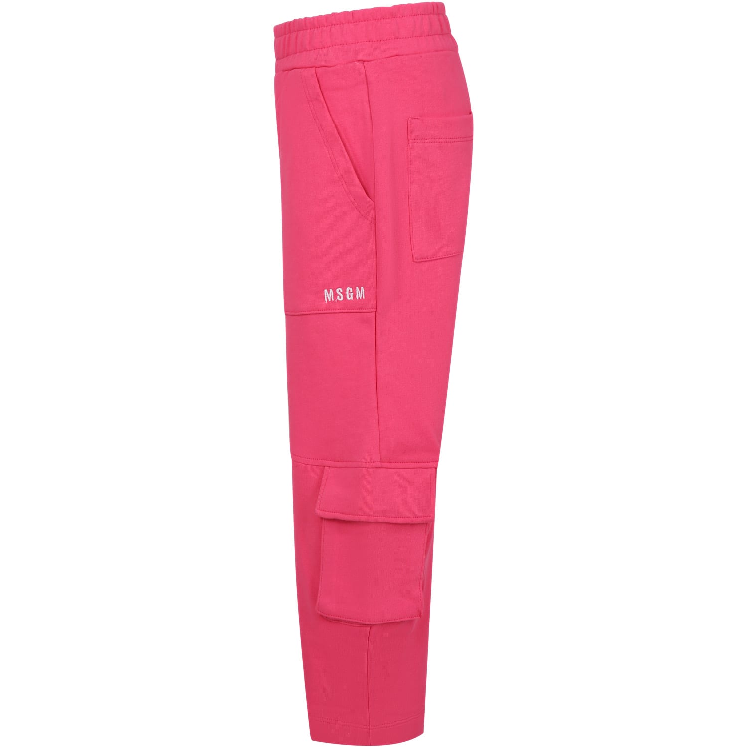 Shop Msgm Fuchsia Trousers For Girl With Logo