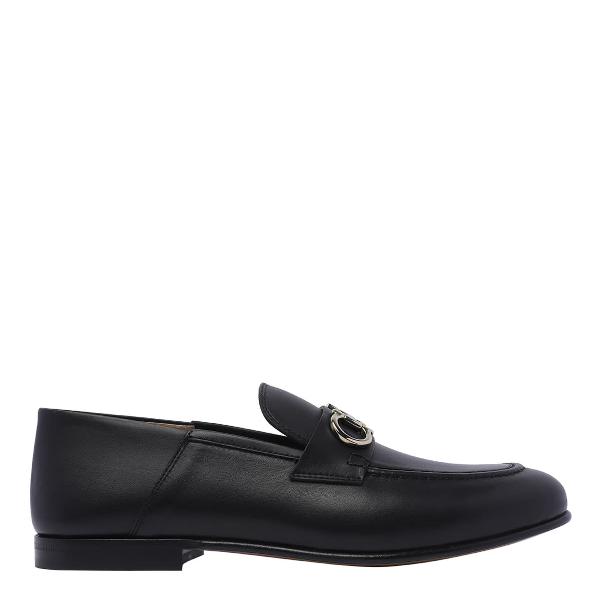 Shop Ferragamo Gancini Loafers In Black