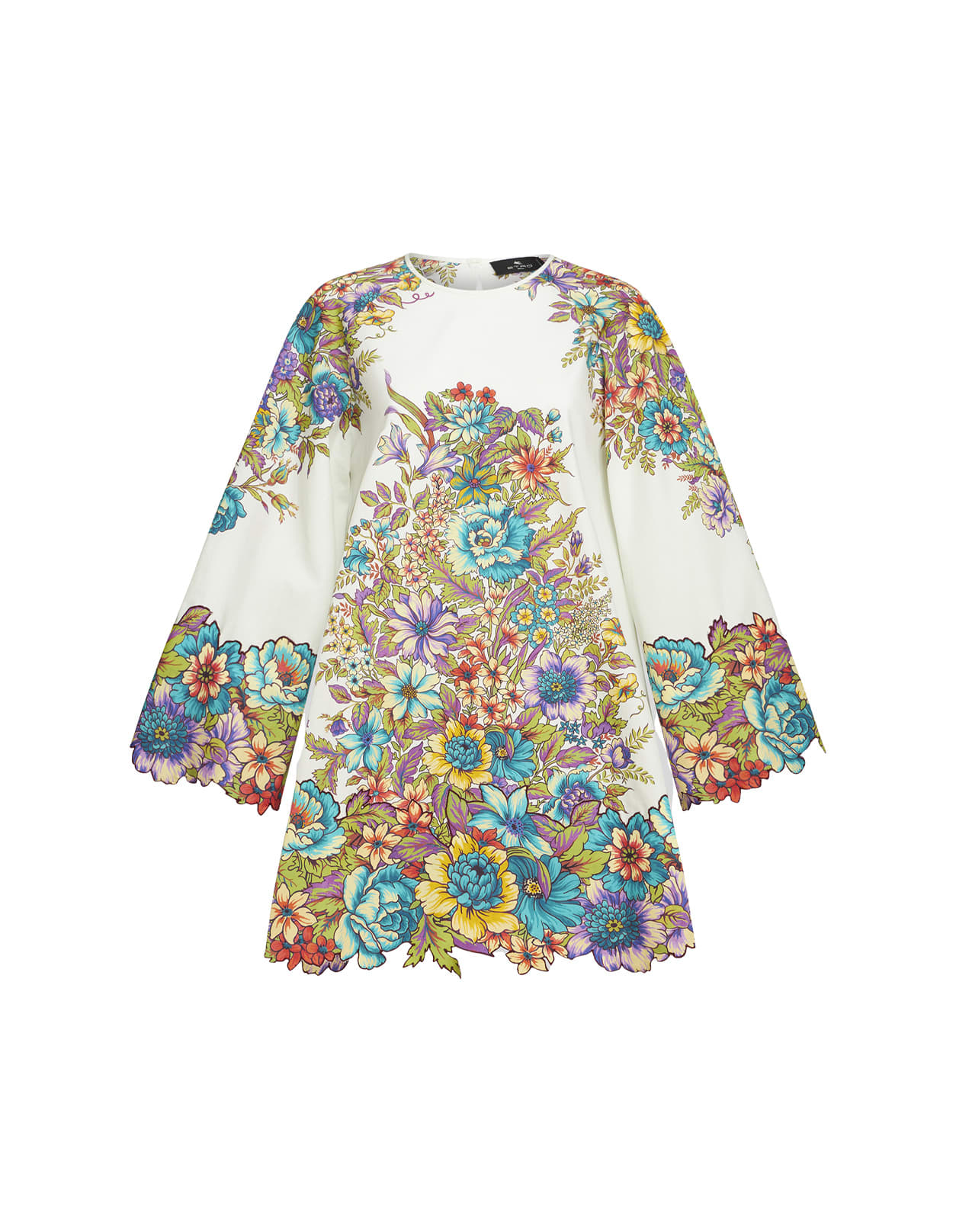 Shop Etro Mini Dress With Bouquet Print In Multicolour