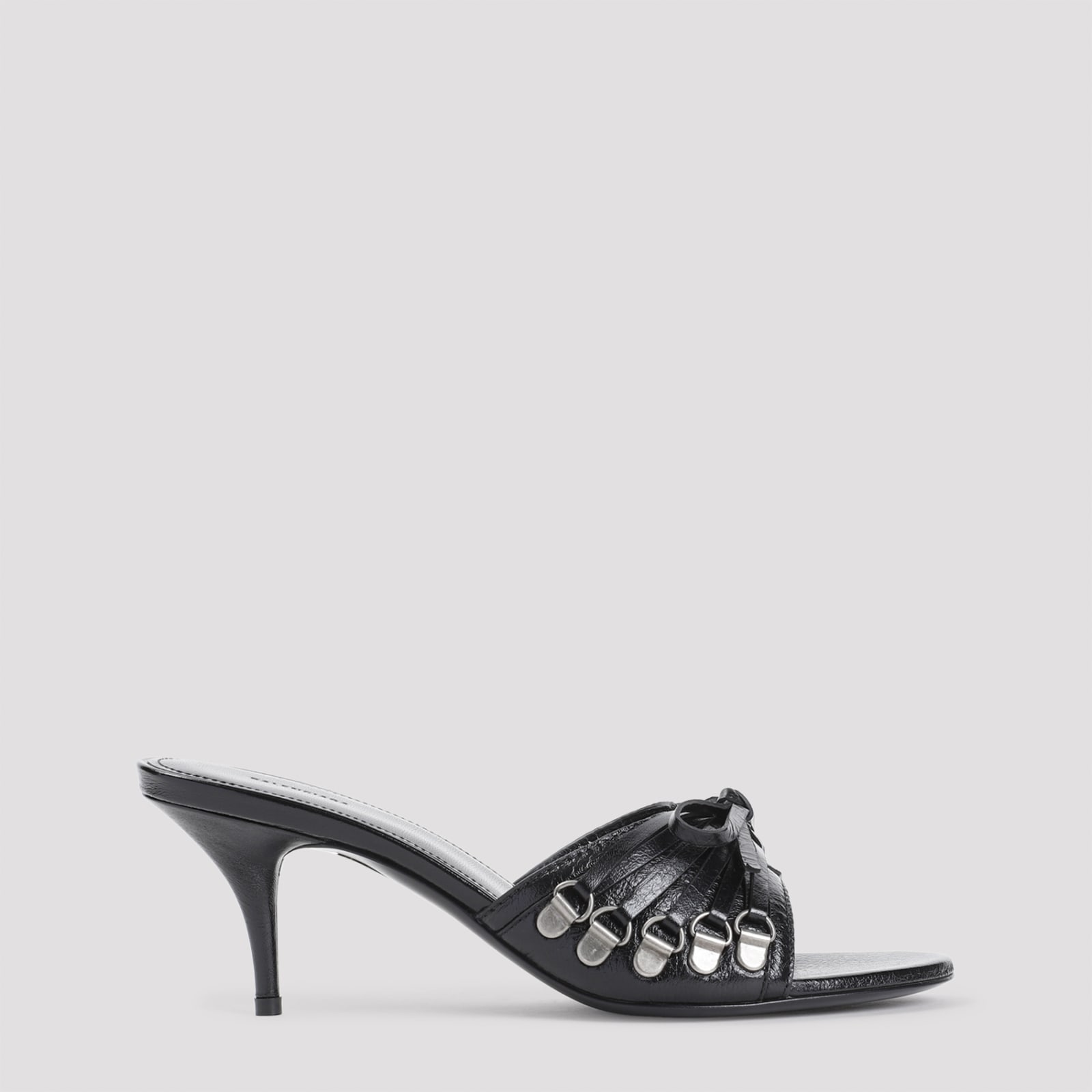 Shop Balenciaga Cagole Sandals In Black Silver