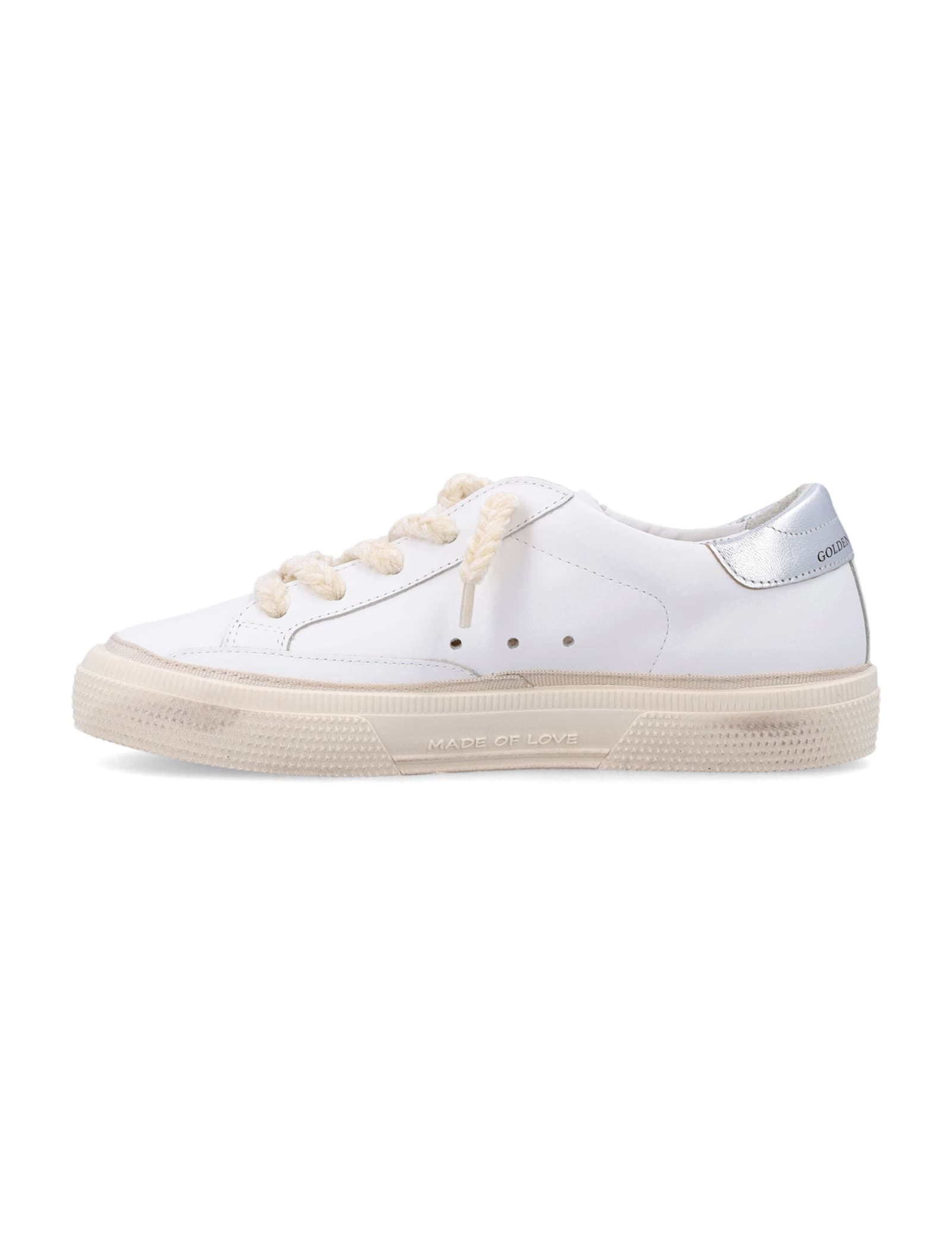 Golden Goose Kid - May Upper Glitter In White/fuchsia