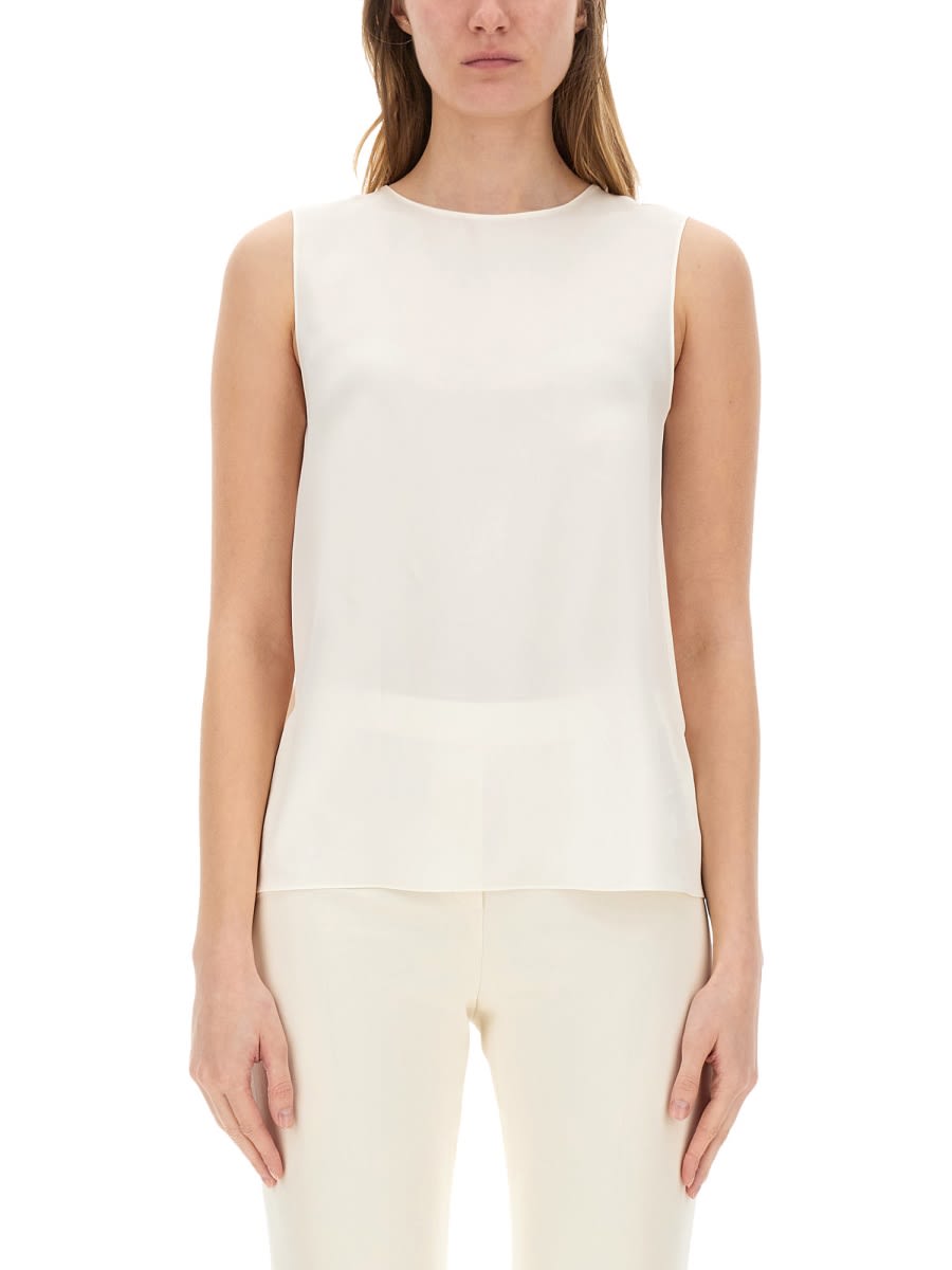 Theory Womens Ivory Sleeveless Regular-fit Silk Top In White