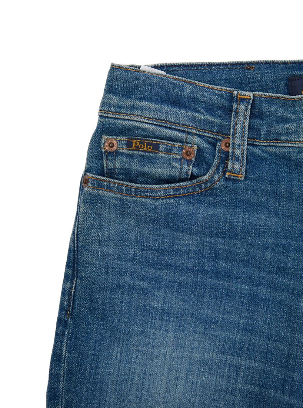 Polo Ralph Lauren Sullivan Blue Jeans With Belt Loops And Logo Patch On The Rear In Denim Boy In Blu