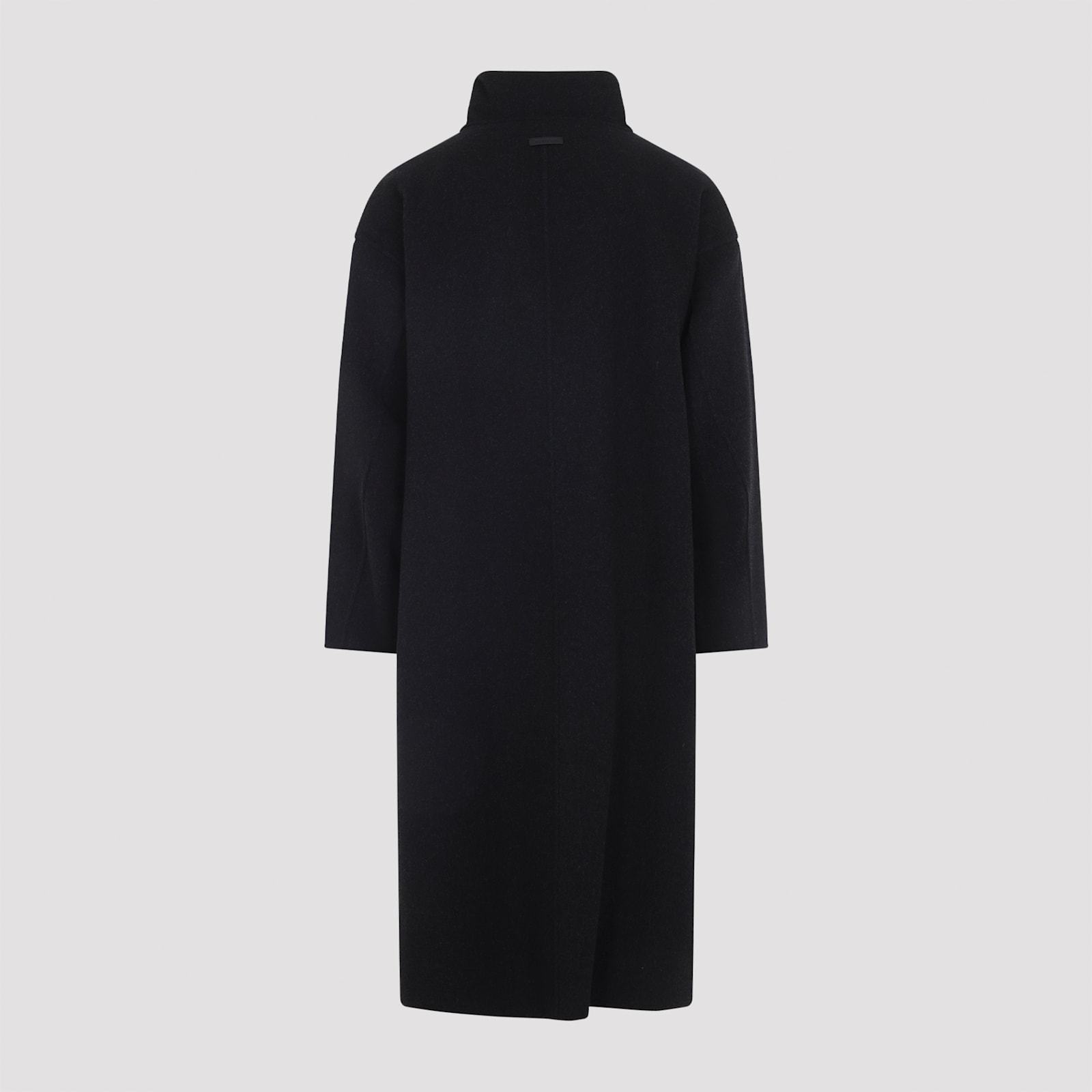Fear Of God Long High Collar Button Detail Coat In Gray