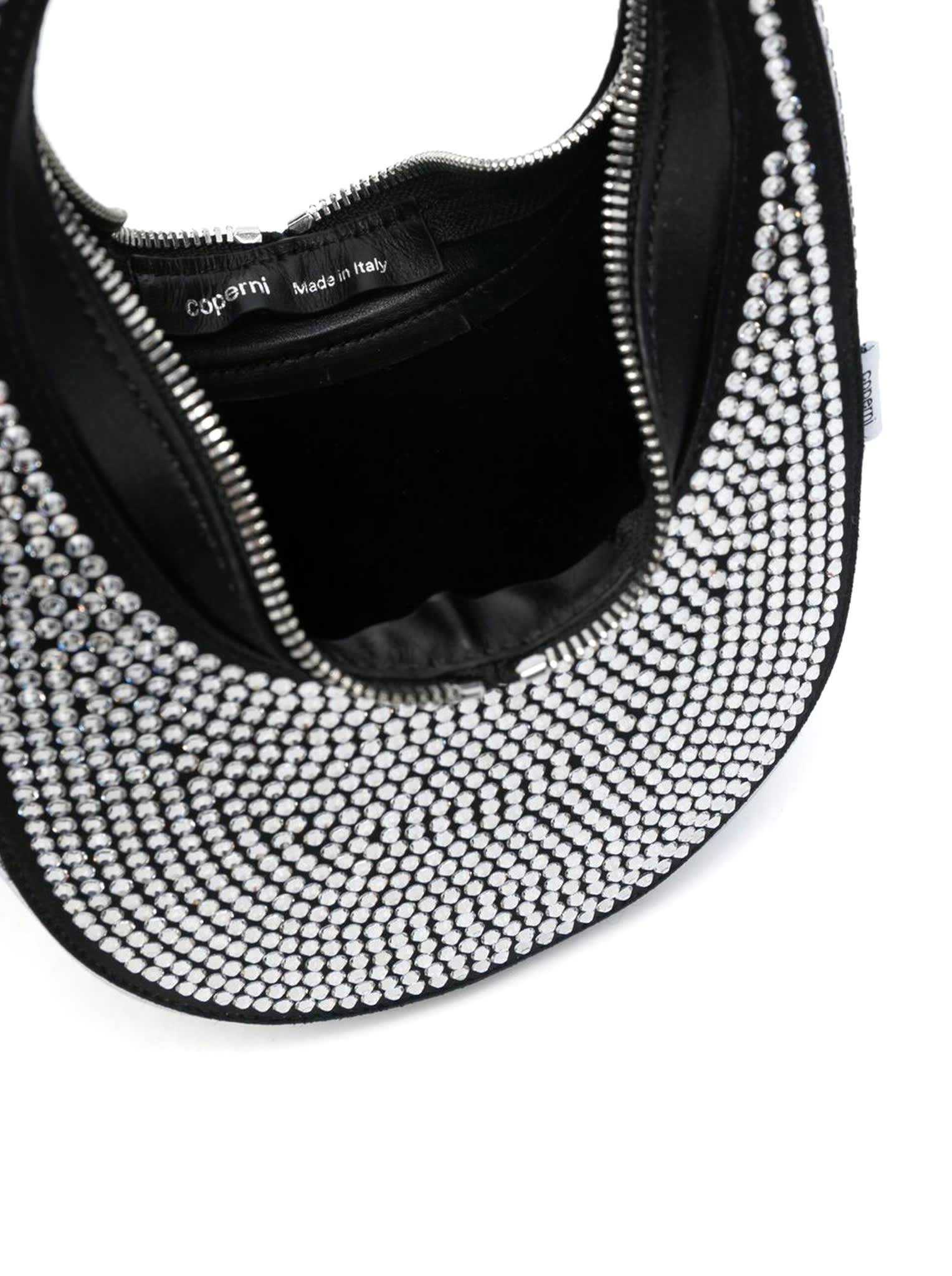 Shop Coperni Crystal-embellished Mini Swipe Bag In Bkcs Black Crystal