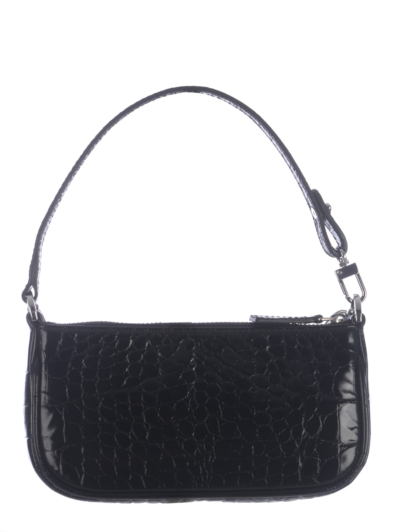 Shop By Far Bag  Mini Rachel In Crocodile Leather In Black