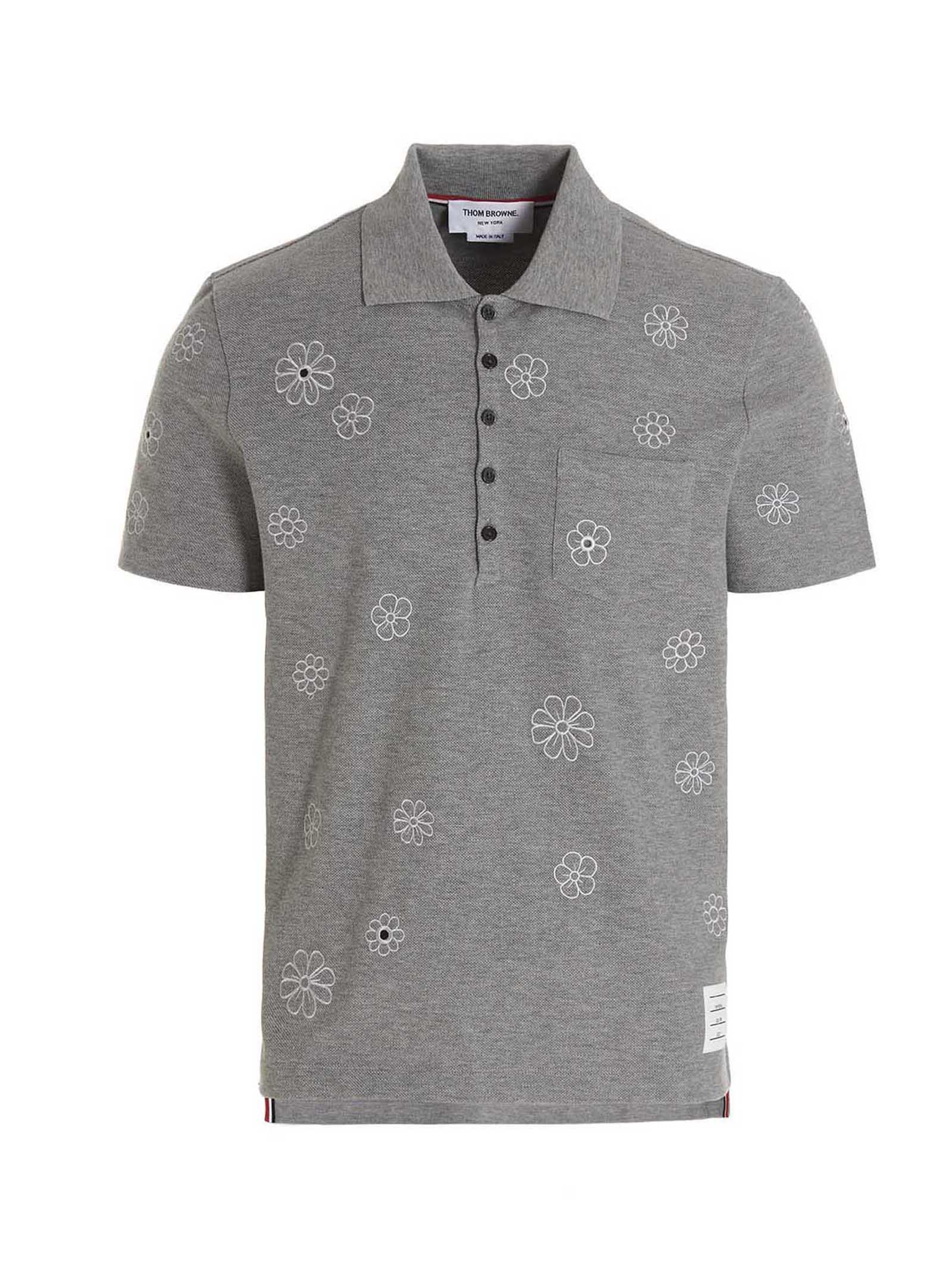 Thom Browne Floral Embroidery Polo Shirt