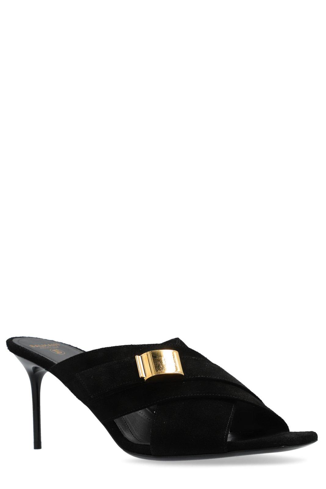 Shop Balmain Uma Heeled Sandals In Noir