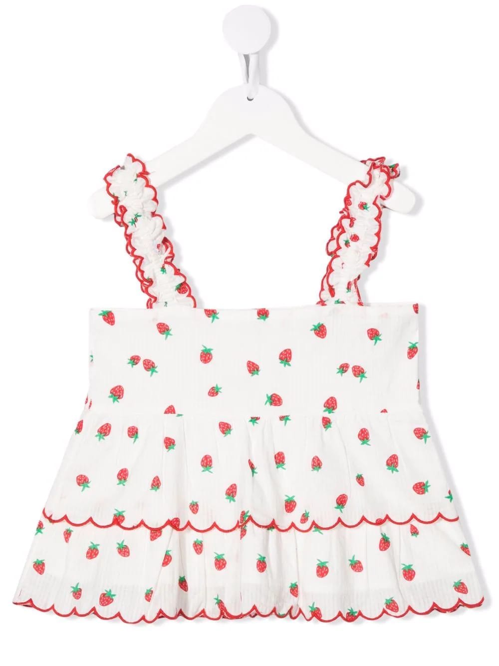 Stella McCartney Kids Kids Top In White Jacquard With Strawberry Print