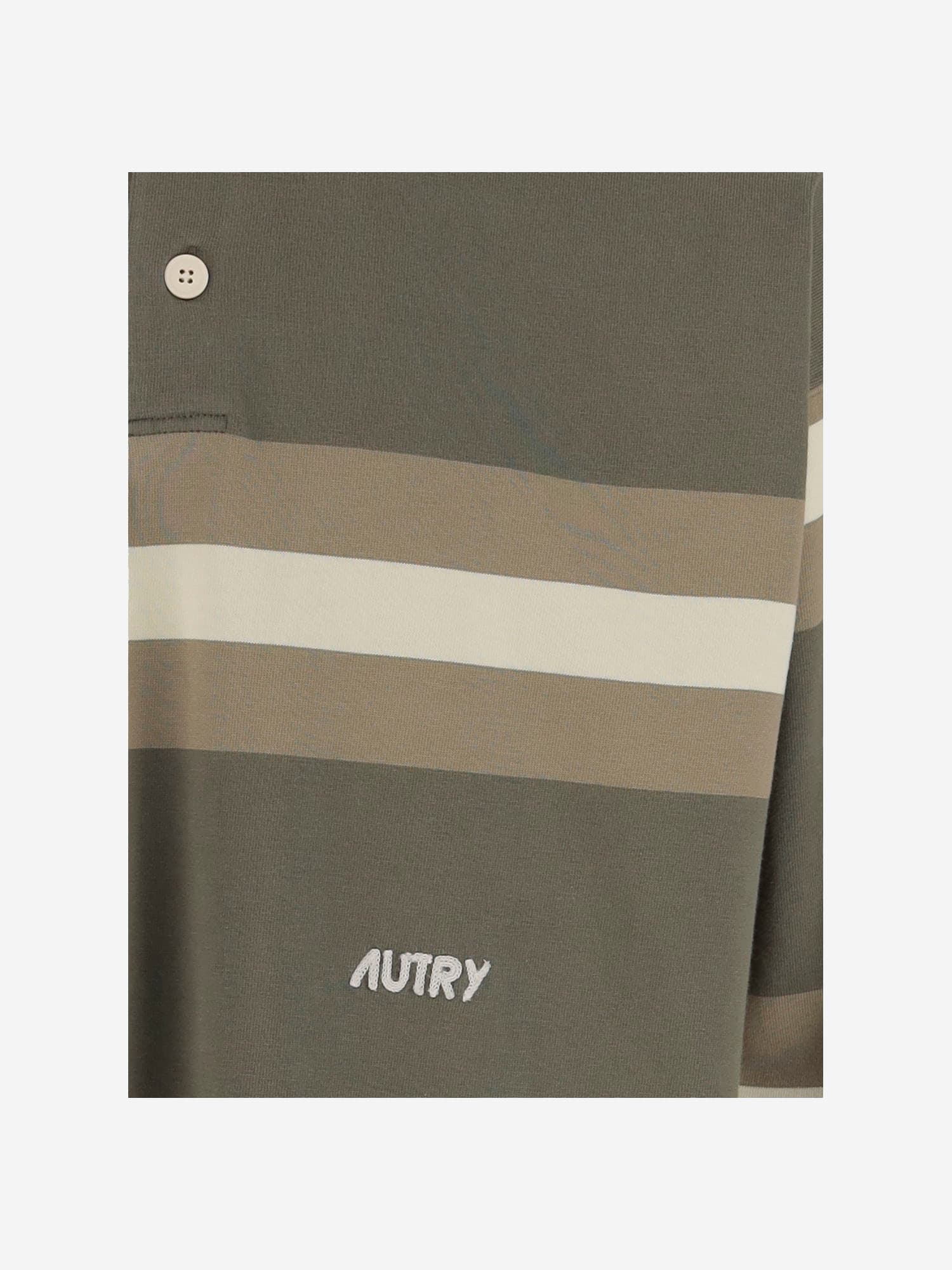 Shop Autry Cotton Polo Shirt With Striped Pattern And Logo In Red