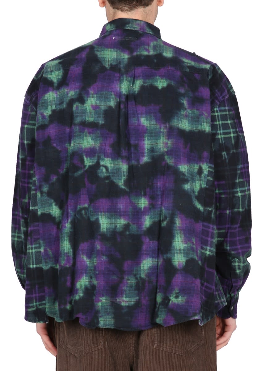 Needles Distressed Effect Pleated Flannel Shirt In Multi