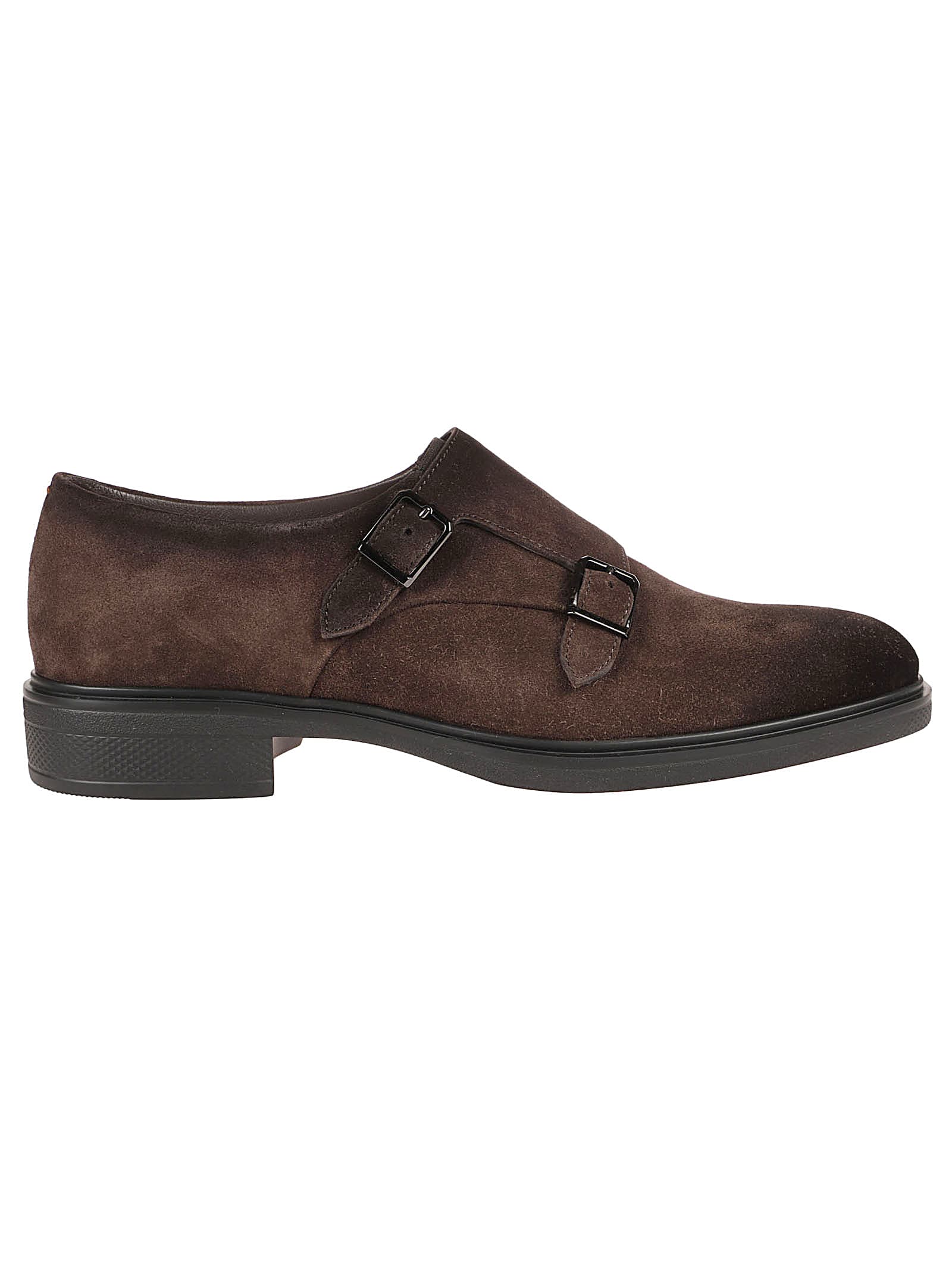 Shop Santoni Easy Monk-strap Loafers In Dark Brown