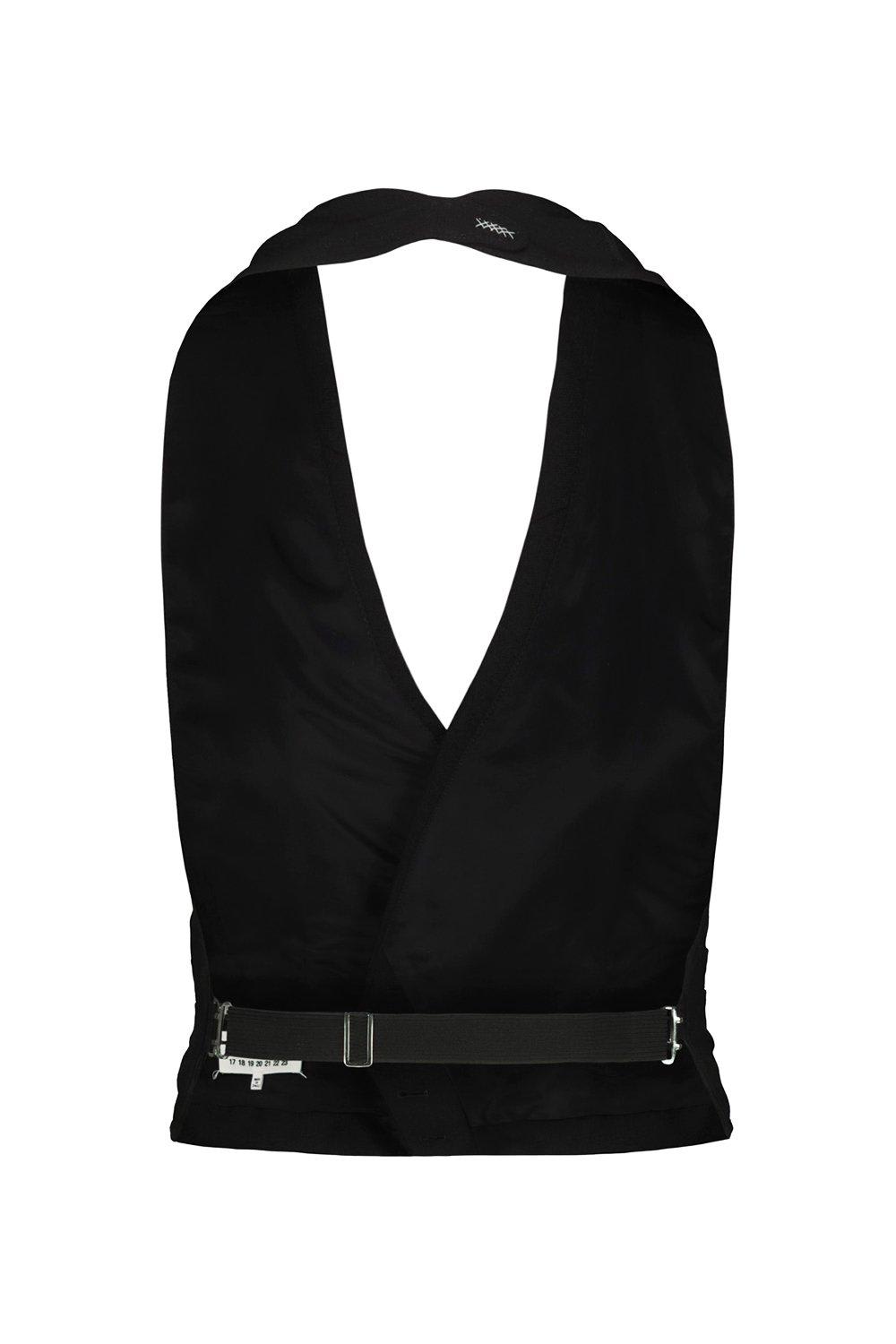 Shop Maison Margiela Halterneck Sleeveless Double-breasted Waistcoat In Black