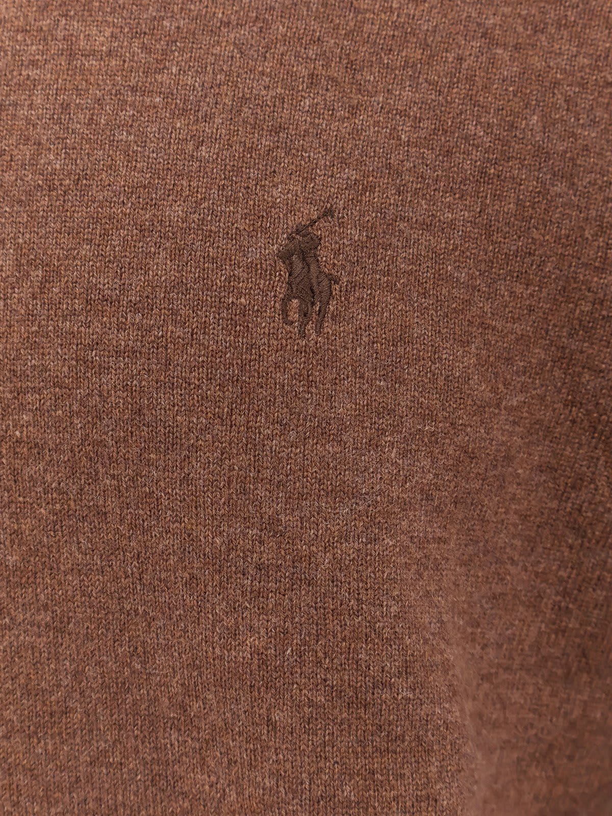 Shop Polo Ralph Lauren Regular Fit Responsible Wool Sweater With Embroidered Logo In Brown