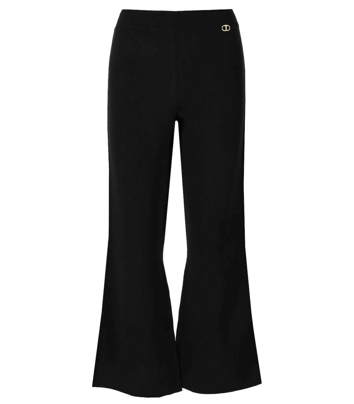 TWINSET TWINSET BLACK KNITTED FLARE TROUSERS
