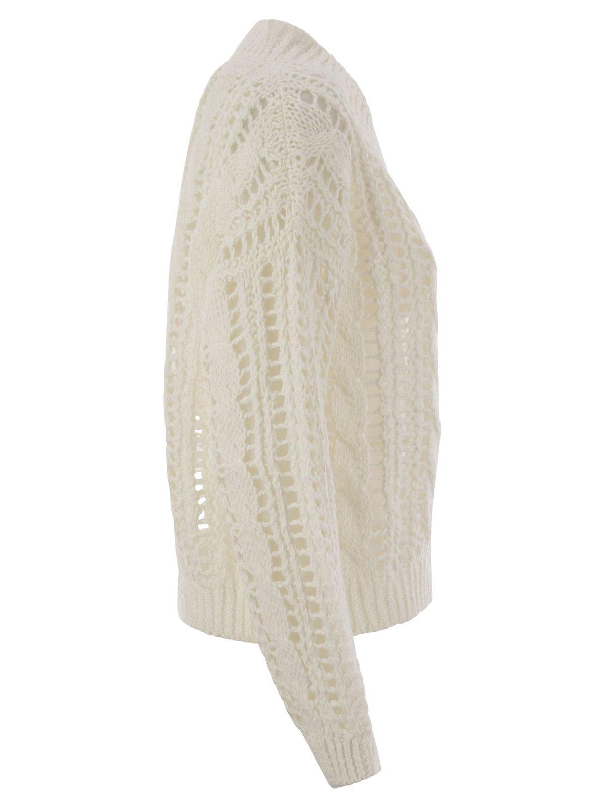 Brunello Cucinelli Cable-knit Mesh Jumper In Panama