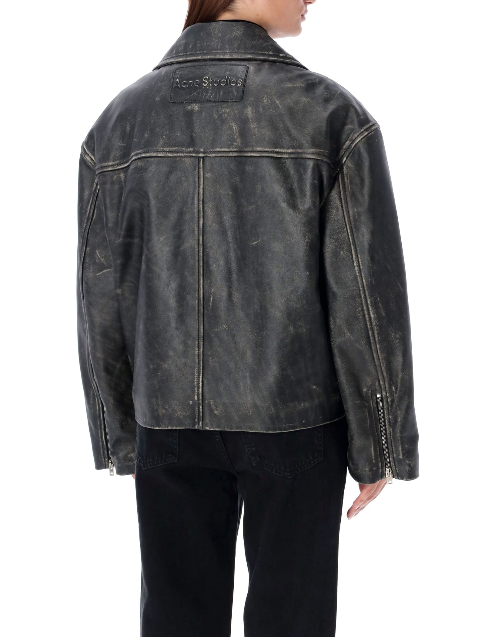 Shop Acne Studios Lilket Biker Jacket In Black