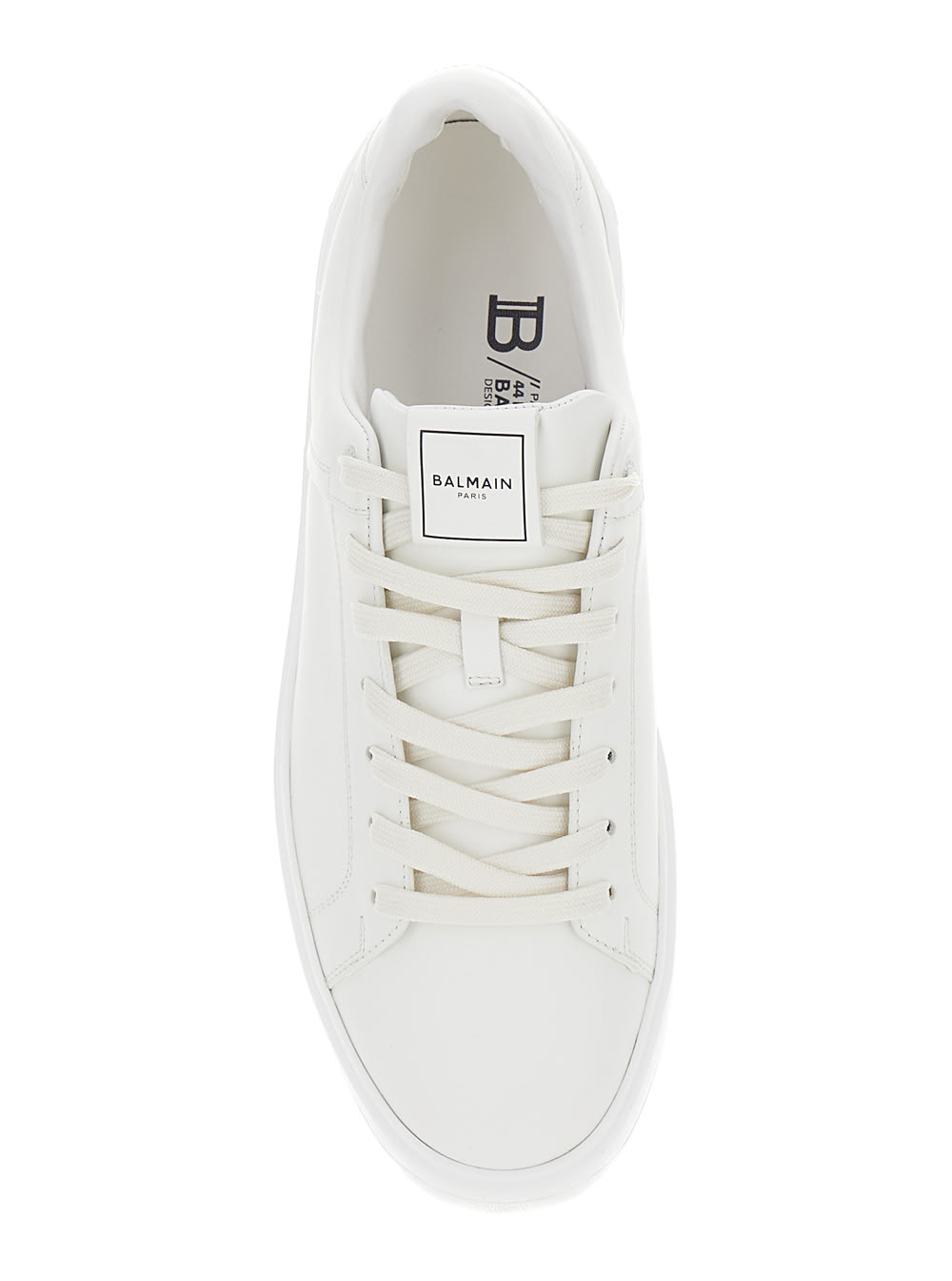 Shop Balmain B-court White Low Top Sneakers With Logo Patch In Leather Man